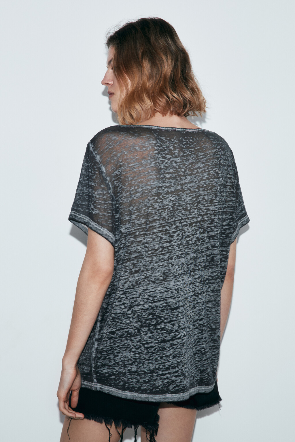 Футболка оверсайз фактурная - цвет серый - 3