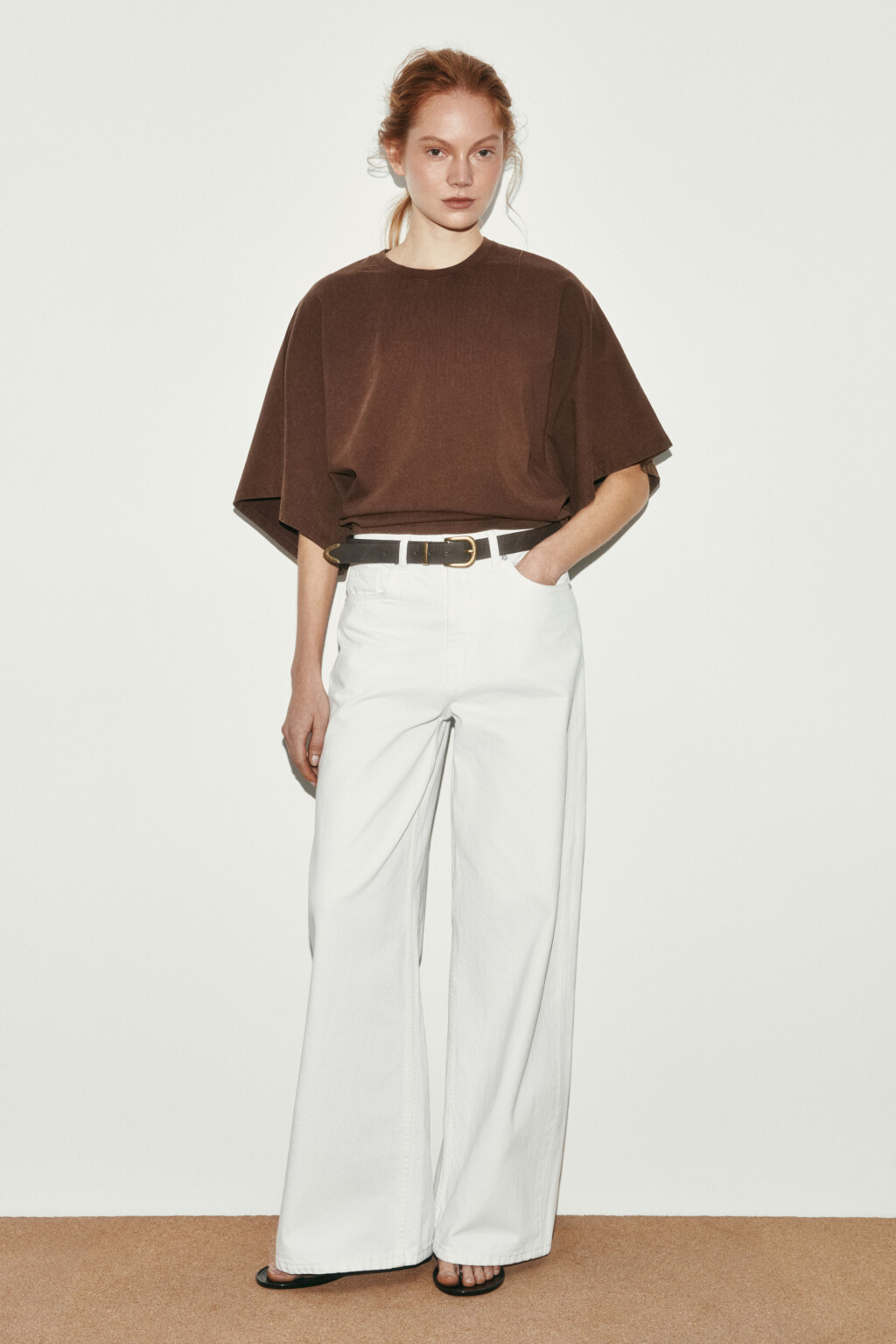 Футболка хлопковая с вареным эффектом - цвет коричневый - 4