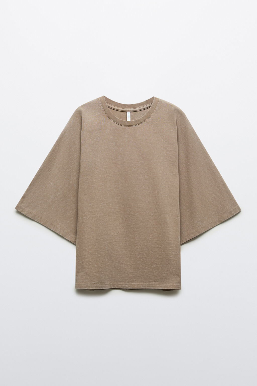 Футболка хлопковая с вареным эффектом - цвет бежевый - 1
