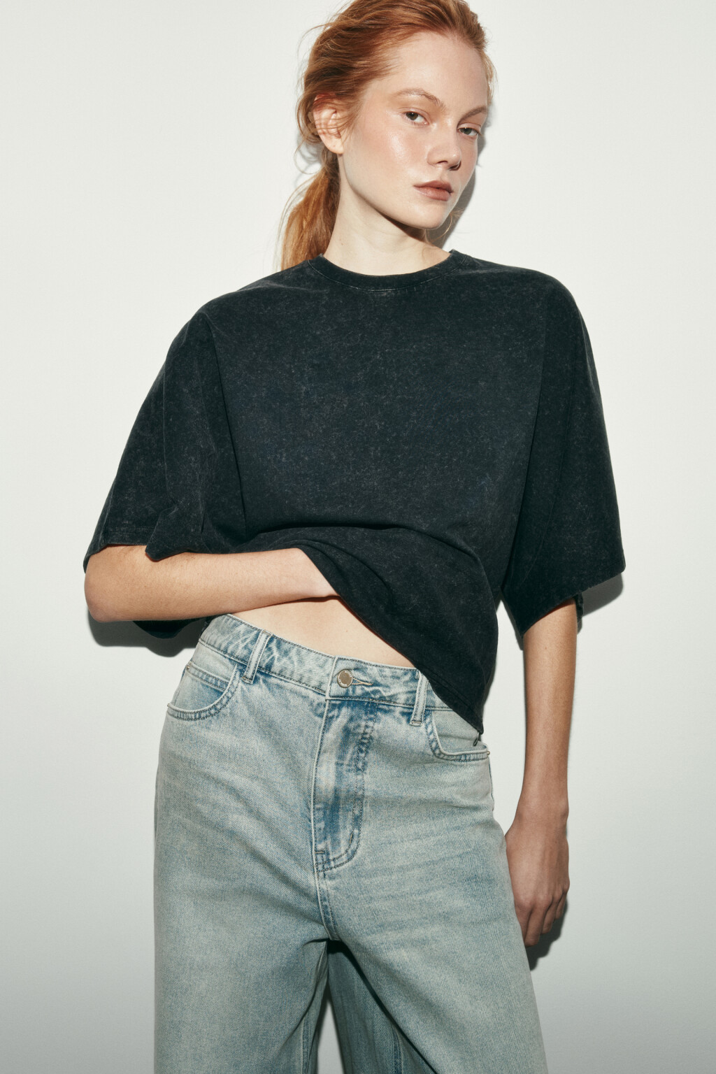 Футболка хлопковая с вареным эффектом - цвет черный - 1