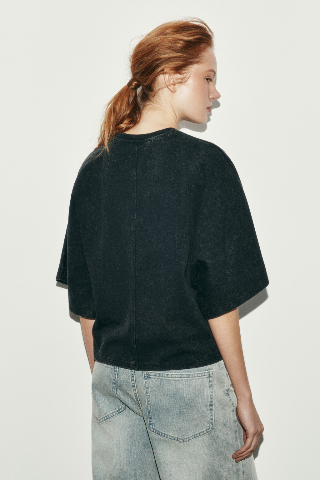 Футболка хлопковая с вареным эффектом - цвет черный - 3