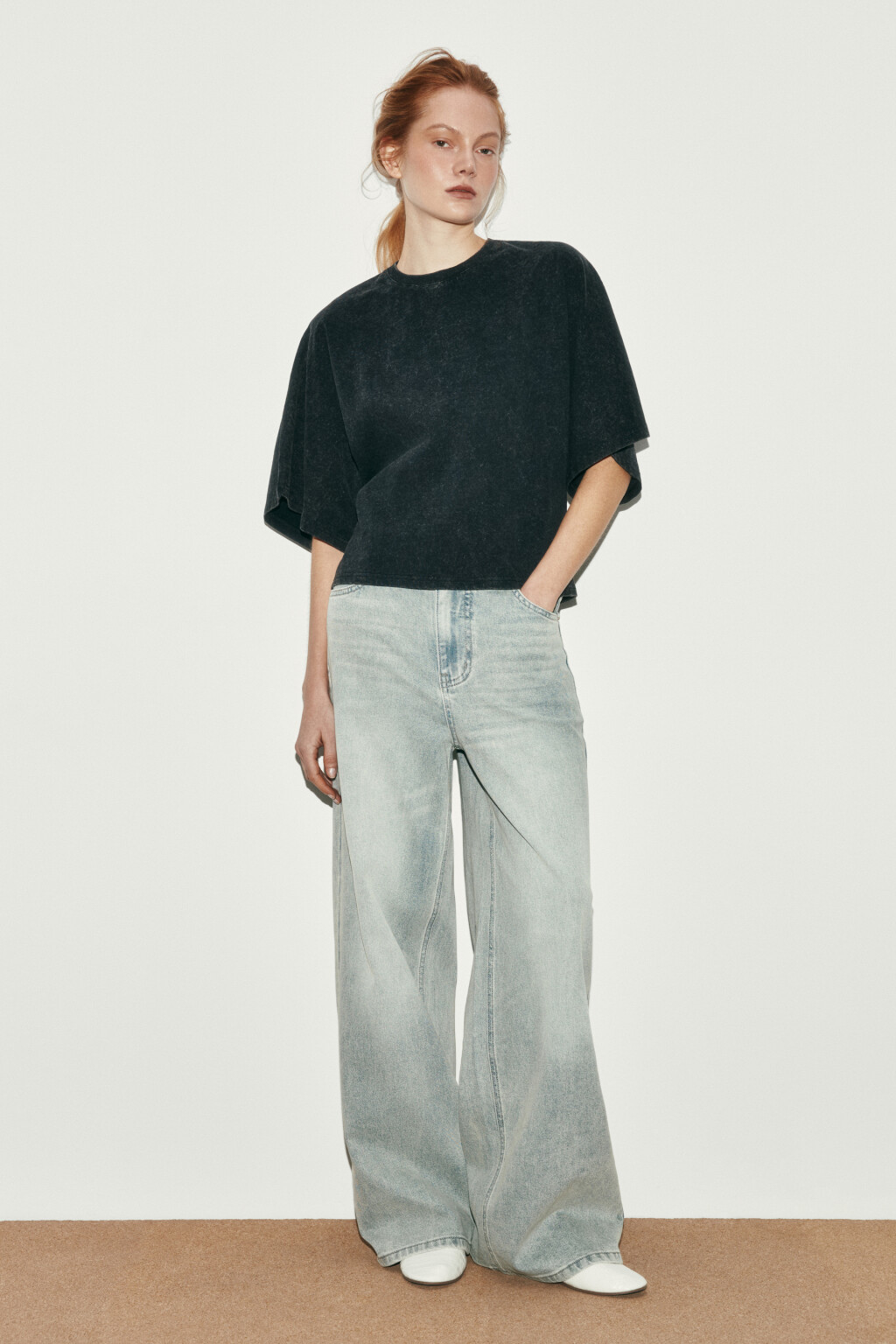 Футболка хлопковая с вареным эффектом - цвет черный - 4