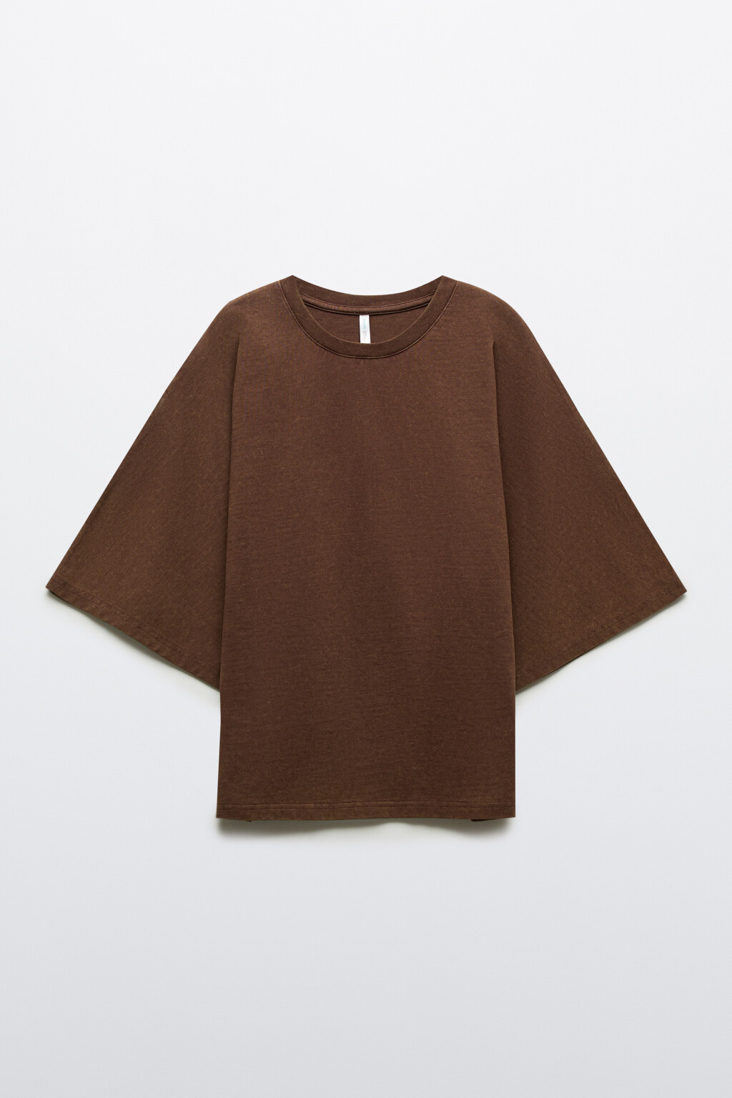Футболка хлопковая с вареным эффектом - цвет коричневый - 1