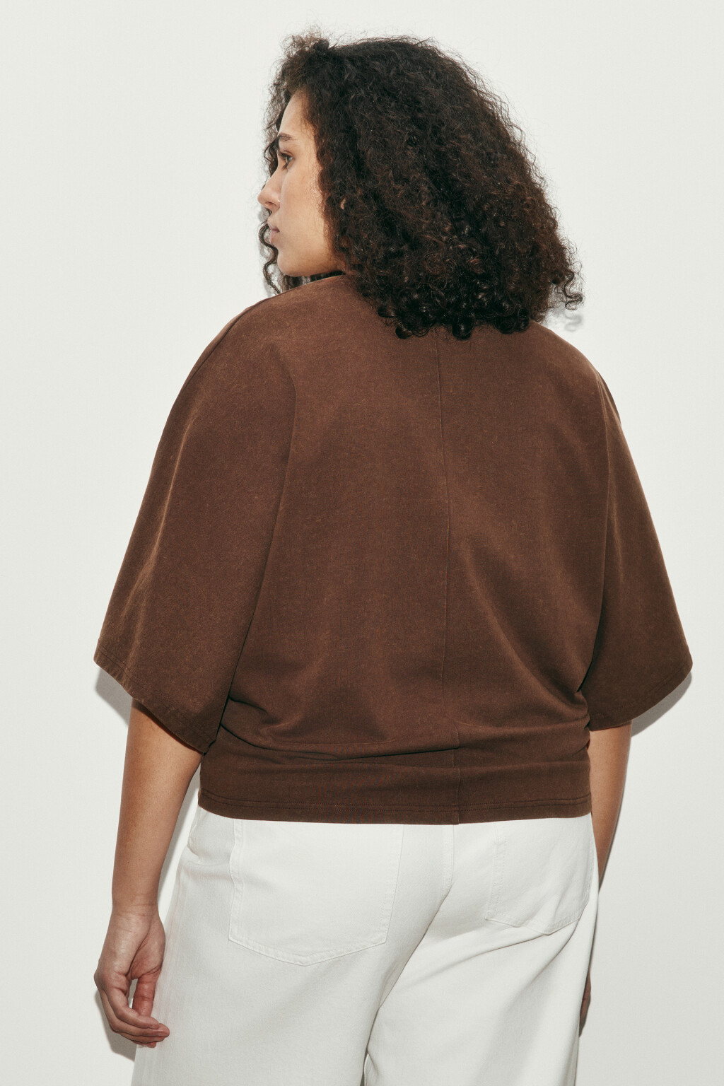 Футболка хлопковая с вареным эффектом - цвет коричневый - 4