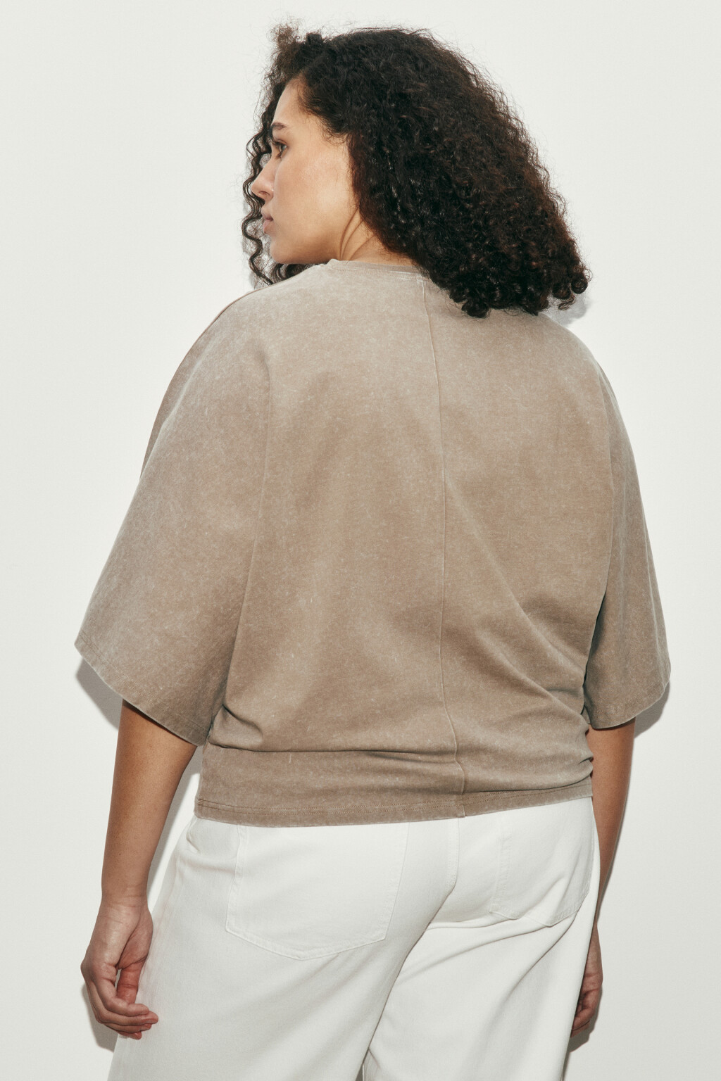 Футболка хлопковая с вареным эффектом - цвет бежевый - 3