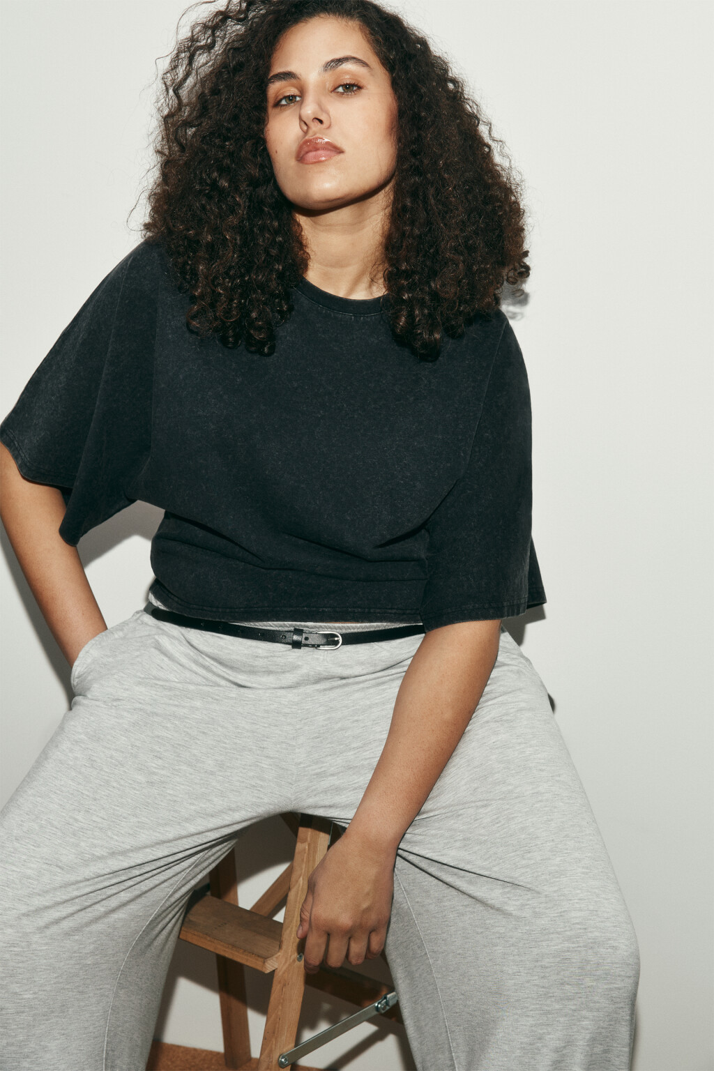 Футболка хлопковая с вареным эффектом - цвет черный - 1