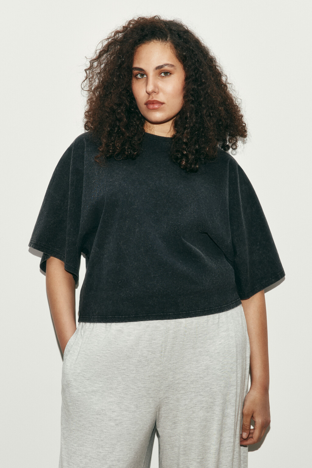 Футболка хлопковая с вареным эффектом - цвет черный - 2