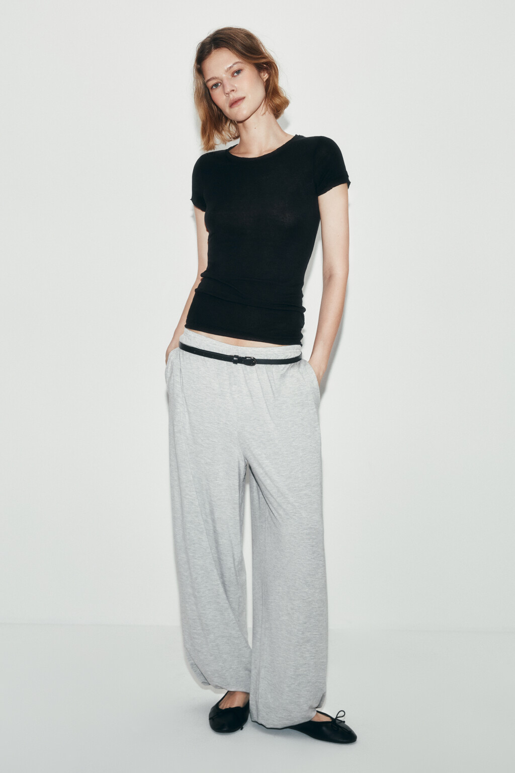 Футболка облегающая из лиоцелла с шерстью - цвет черный - 4