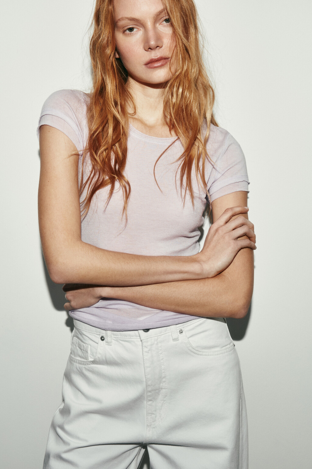 Футболка облегающая из лиоцелла с шерстью - цвет сиреневый - 1