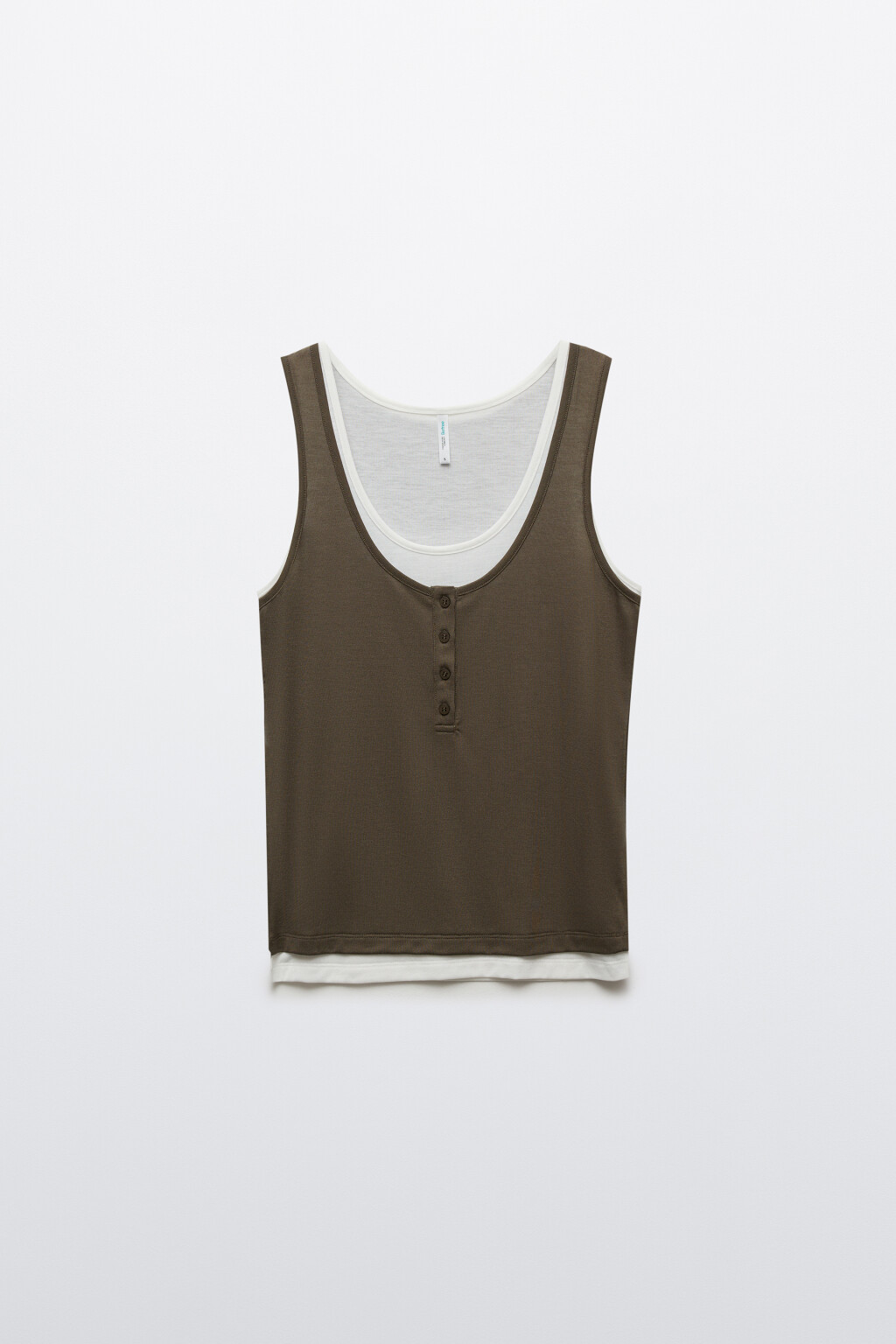 Майка-топ на пуговицах с имитацией второго слоя - цвет зеленый - 1