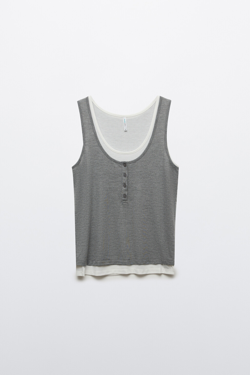 Майка-топ на пуговицах с имитацией второго слоя - цвет серый - 1