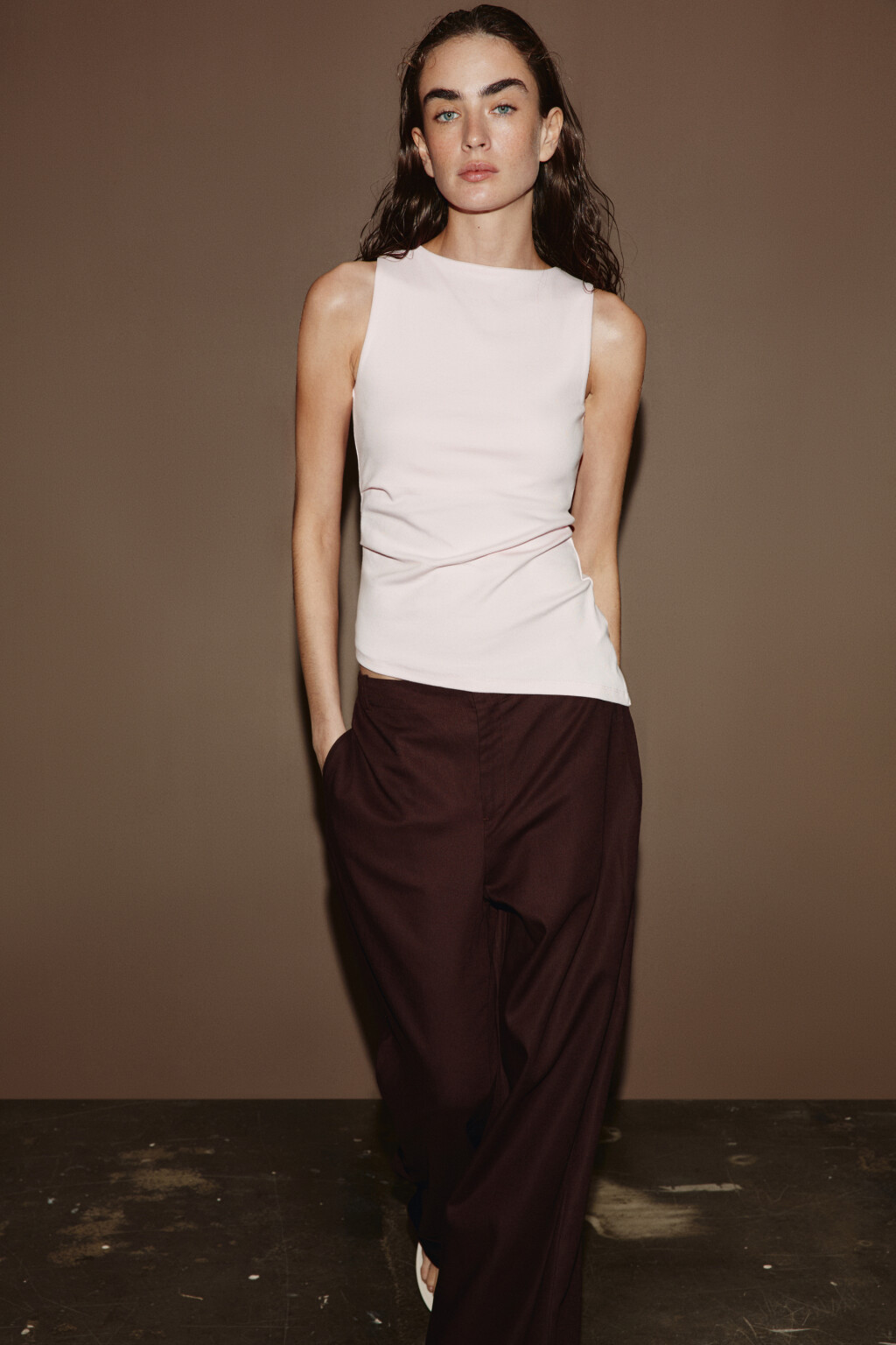 Майка-топ облегающая с асимметричным низом - цвет розовый - 1