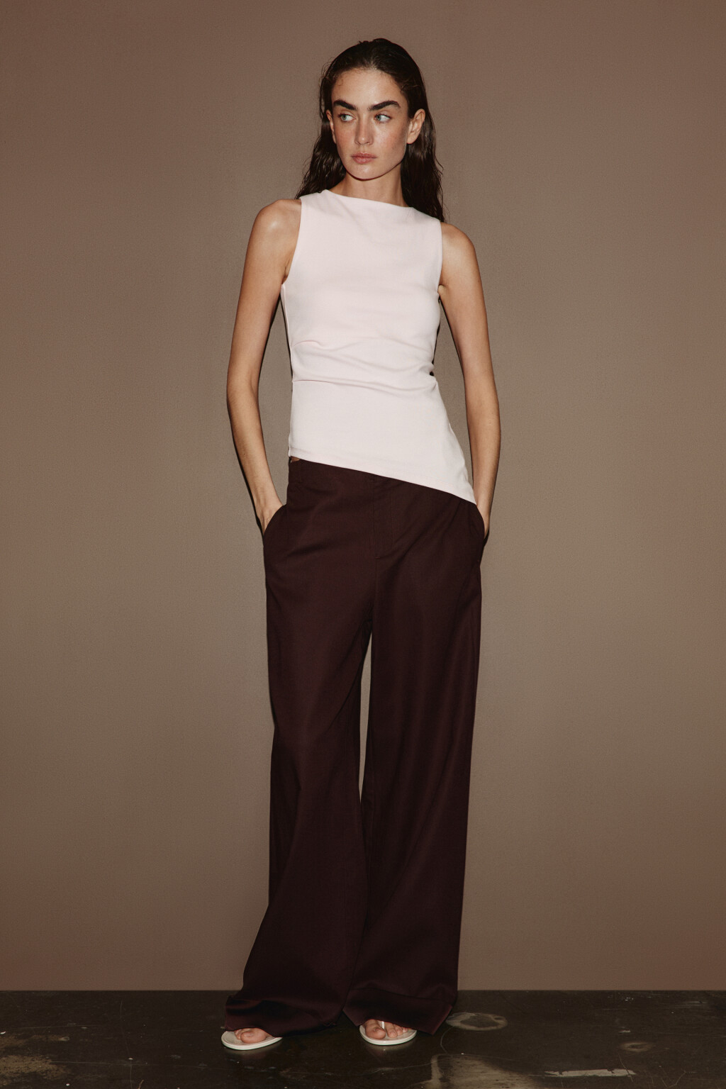 Майка-топ облегающая с асимметричным низом - цвет розовый - 5