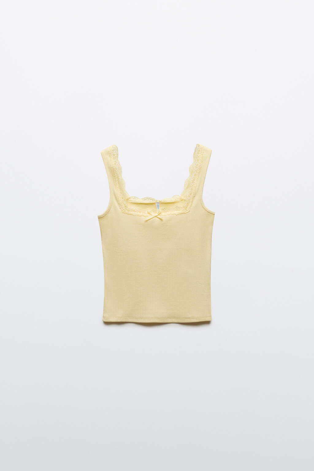 Майка-топ облегающая с кружевной вставкой - цвет желтый - 7