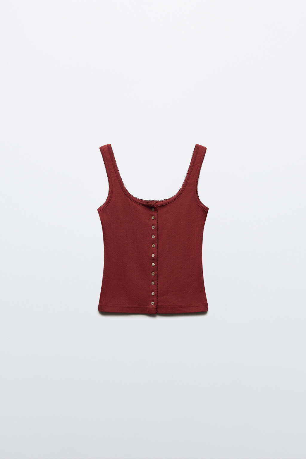 Майка-топ облегающая на пуговицах - цвет красный - 8