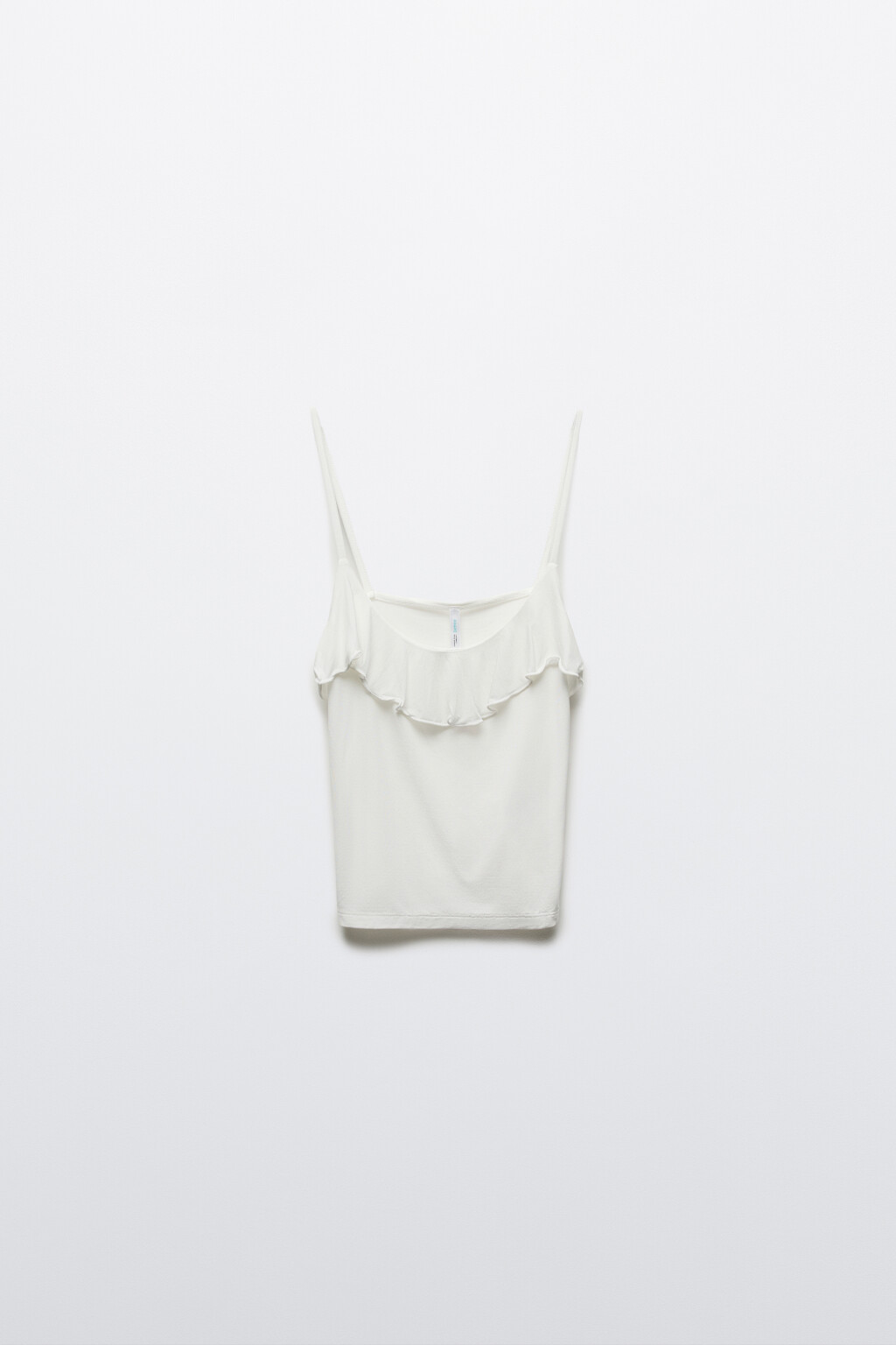 Майка-топ облегающая на тонких бретелях с оборками - цвет молочный - 7