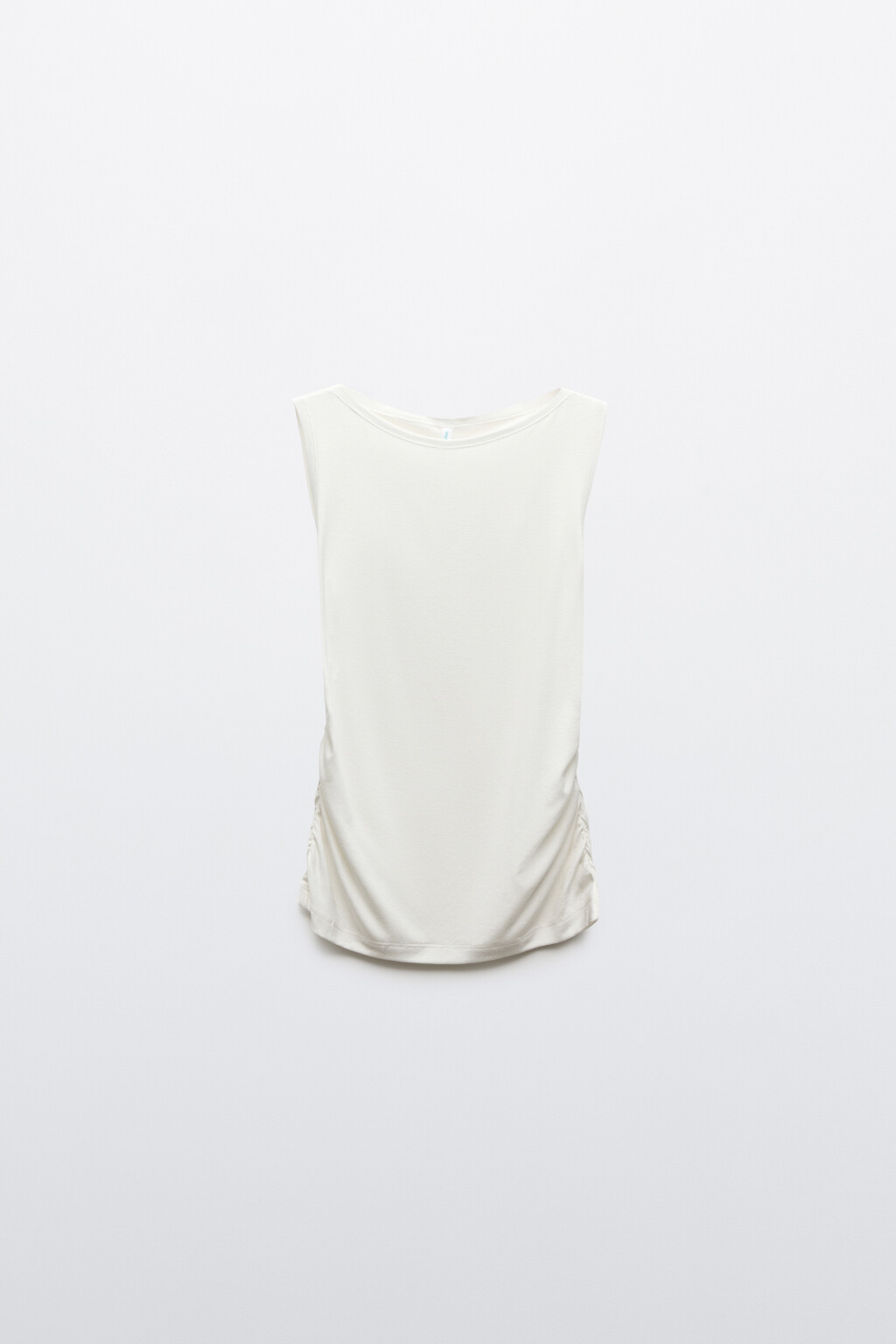 Майка-топ облегающая вискозная со сборками - цвет белый - 1
