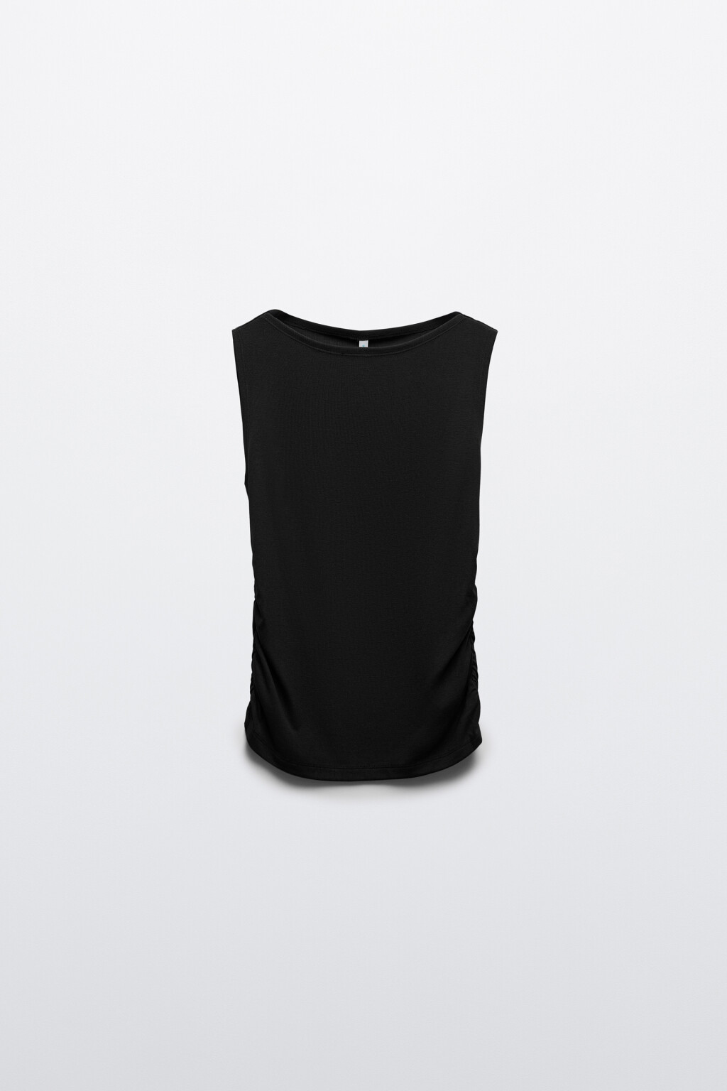 Майка-топ облегающая вискозная со сборками - цвет черный - 1