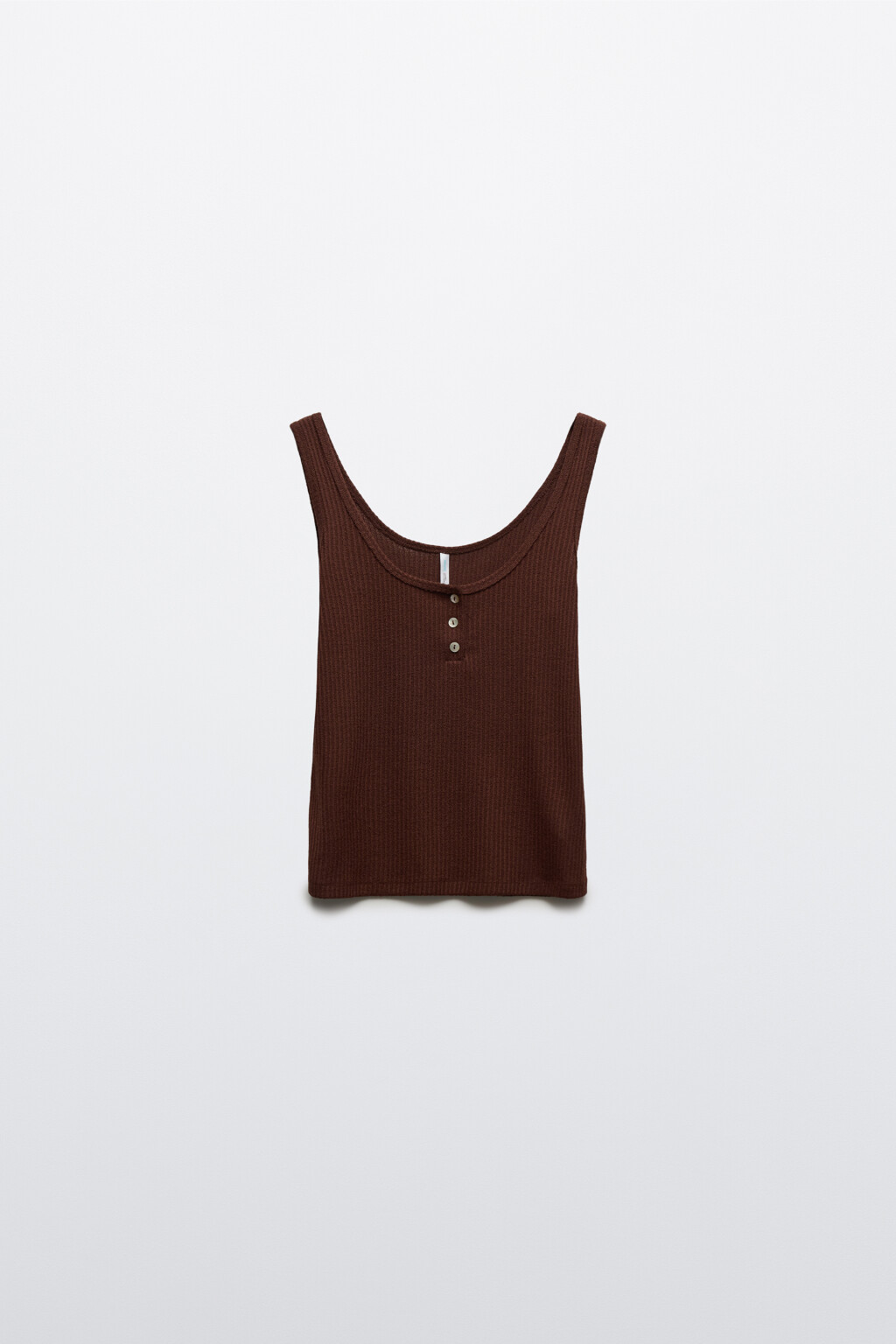 Майка-топ в рубчик с вискозой на пуговицах - цвет коричневый - 1
