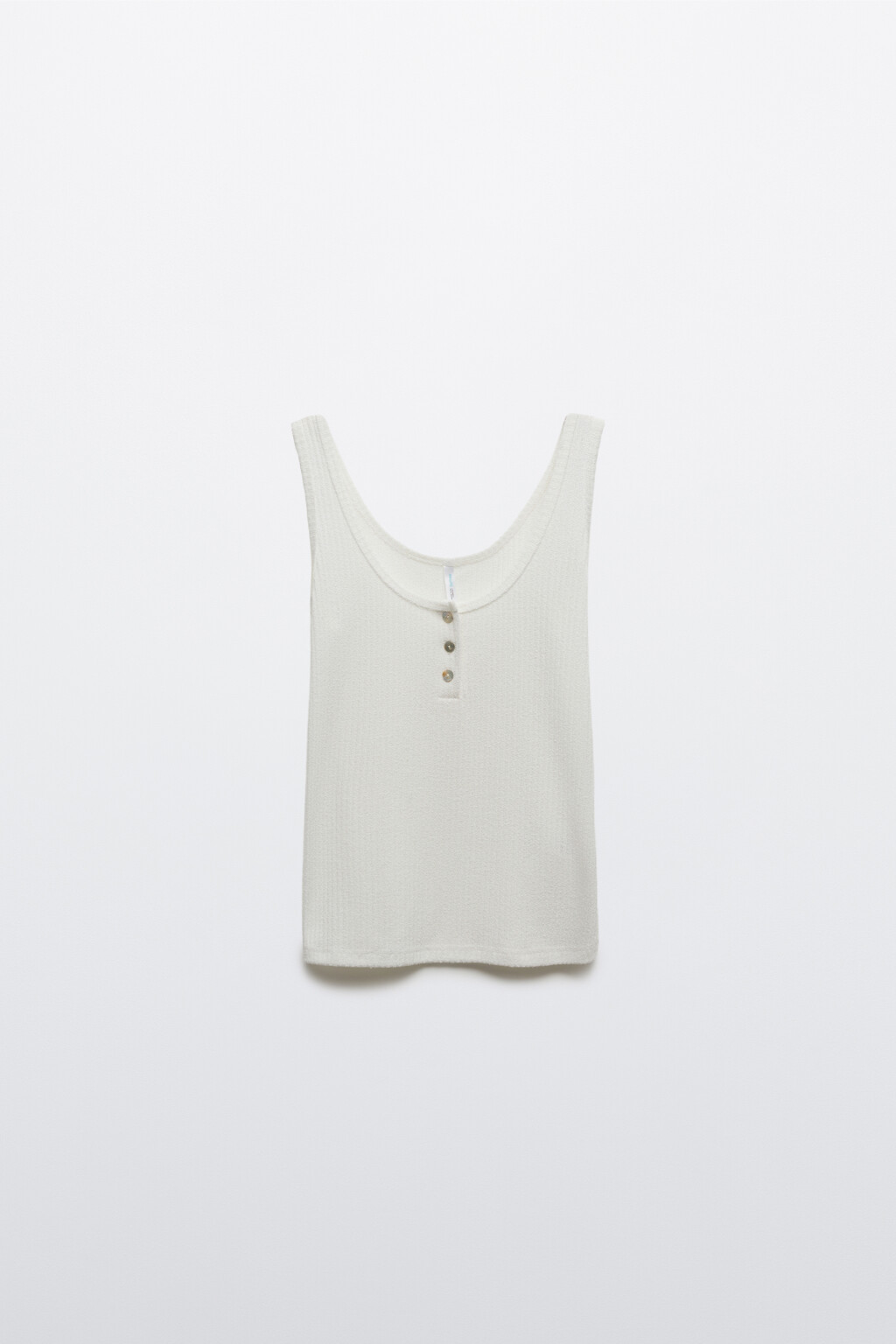 Майка-топ в рубчик с вискозой на пуговицах - цвет молочный - 1