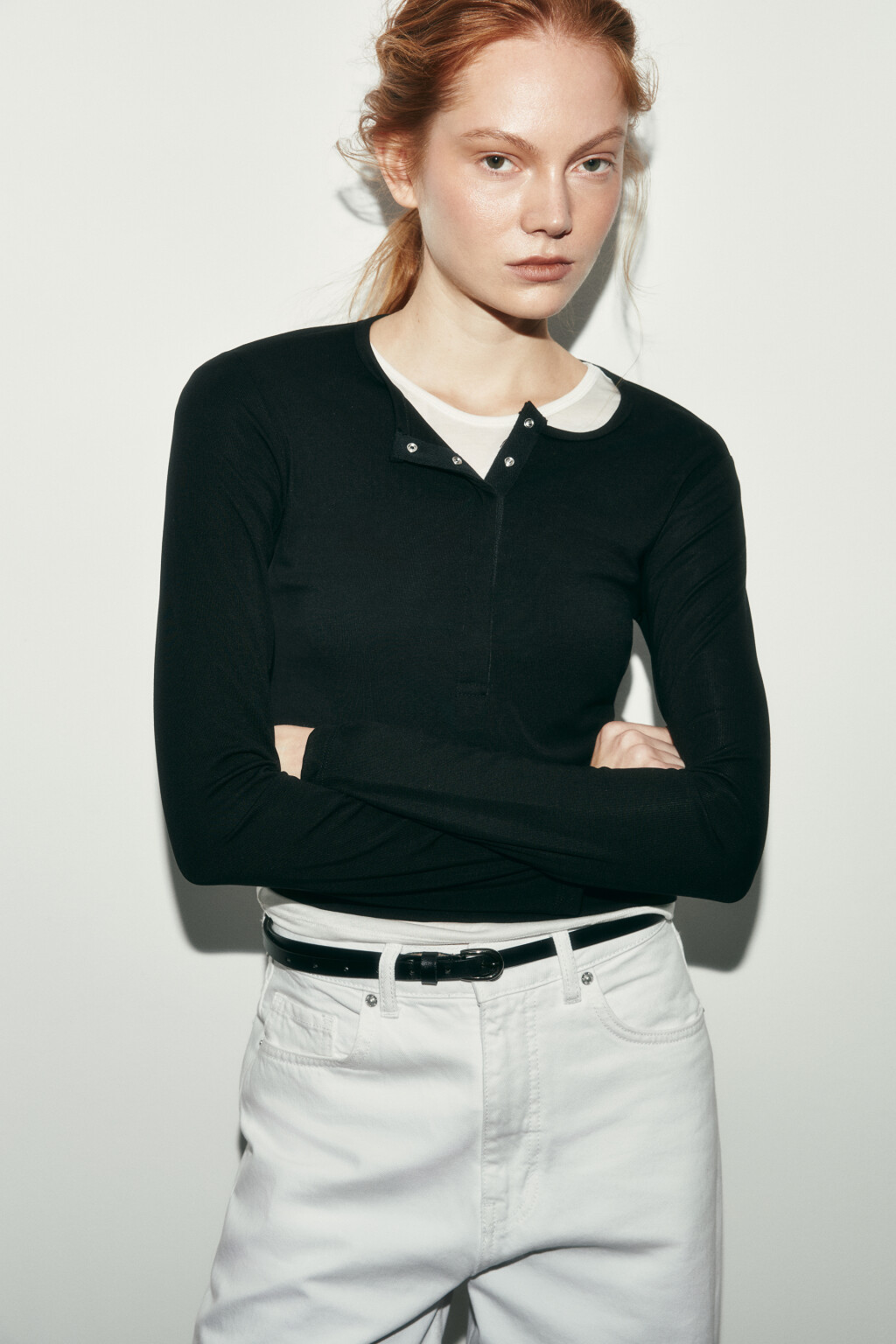 Лонгслив облегающий из лиоцелла - цвет черный - 1