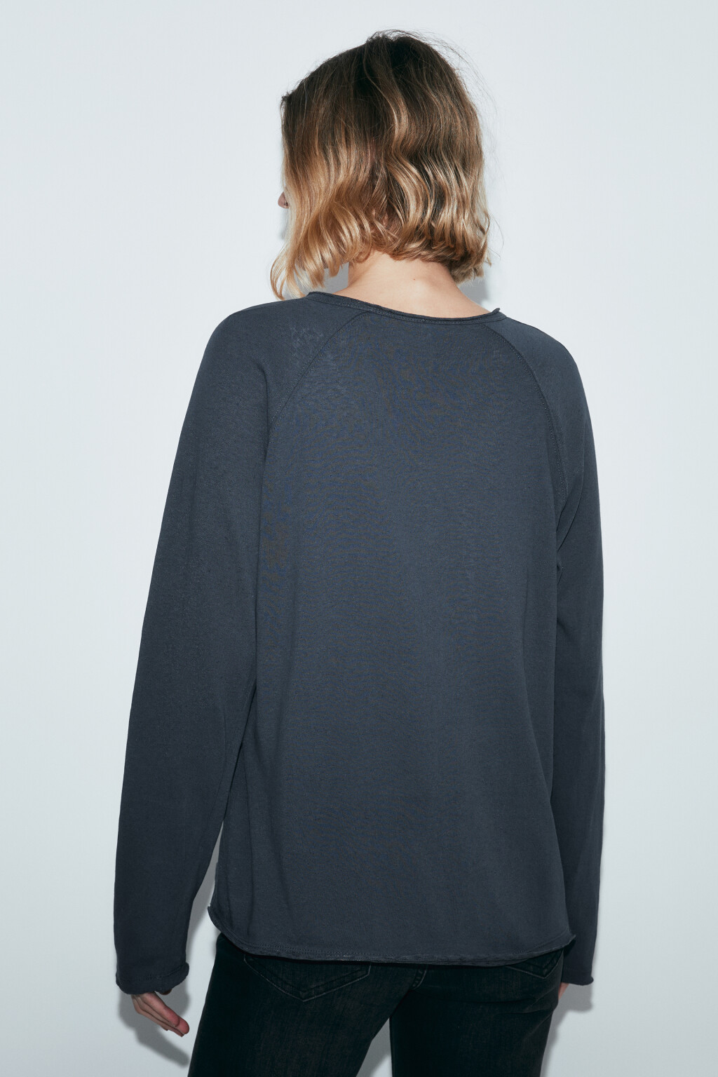Лонгслив хенли с необработанными краями - цвет серый - 3