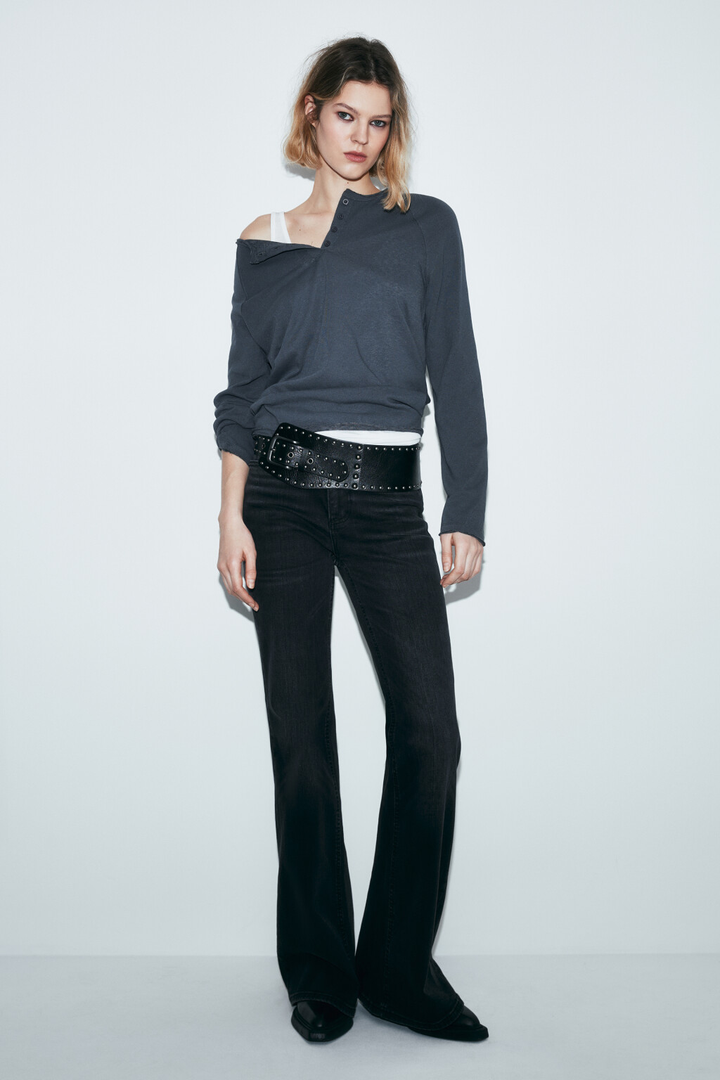 Лонгслив хенли с необработанными краями - цвет серый - 4