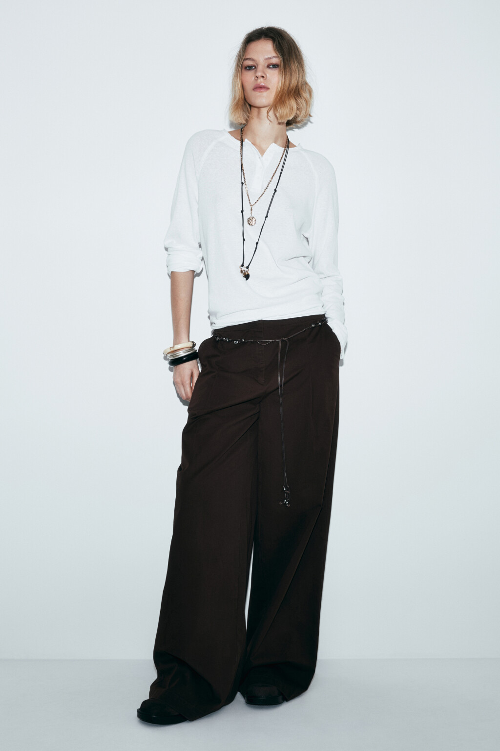 Лонгслив хенли с необработанными краями - цвет молочный - 4