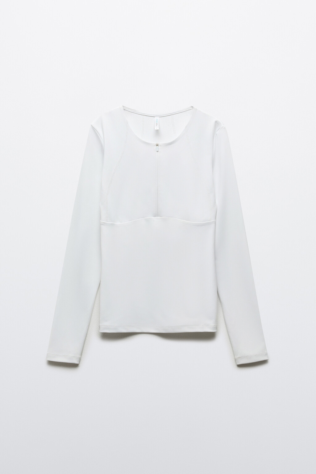 Лонгслив облегающий с прострочками - цвет белый - 1