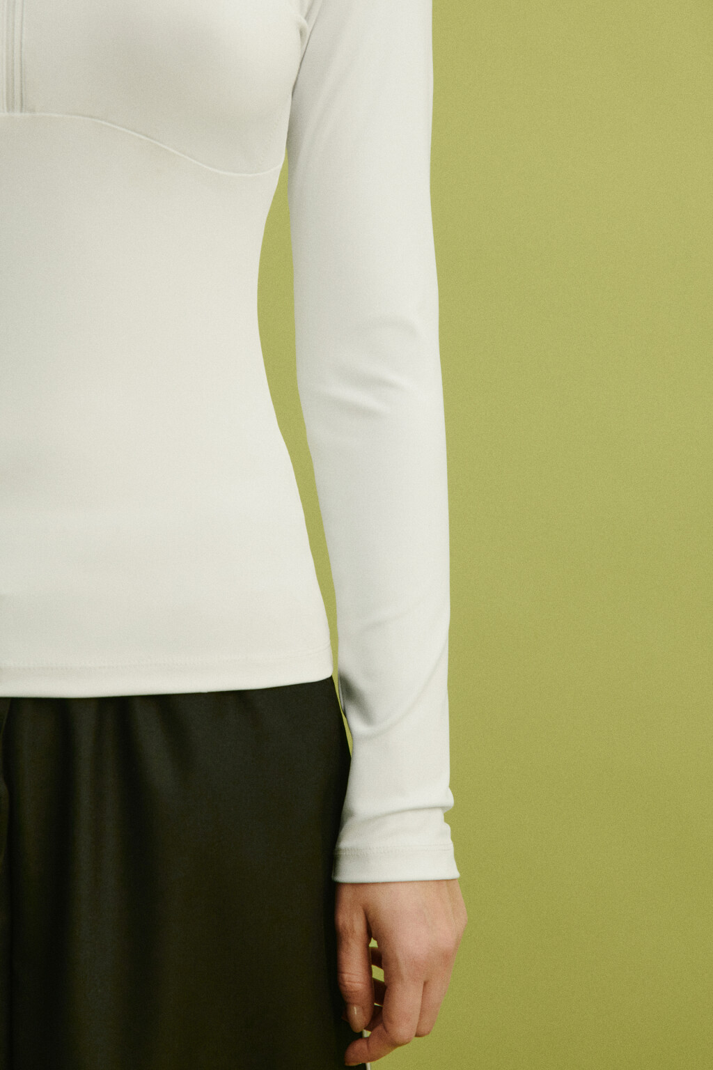 Лонгслив облегающий на молнии с прострочками - цвет белый - 7