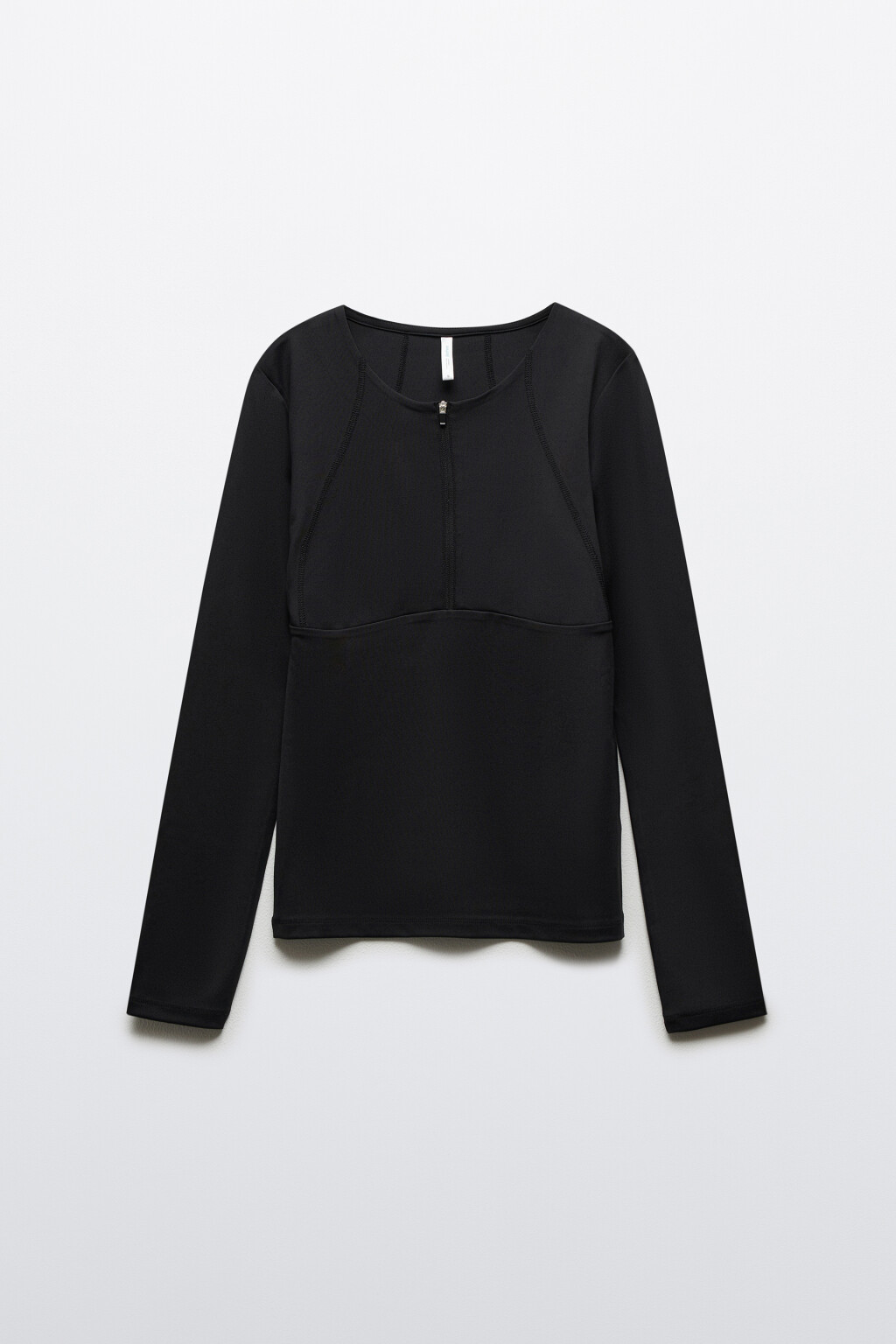 Лонгслив облегающий с прострочками - цвет черный - 1
