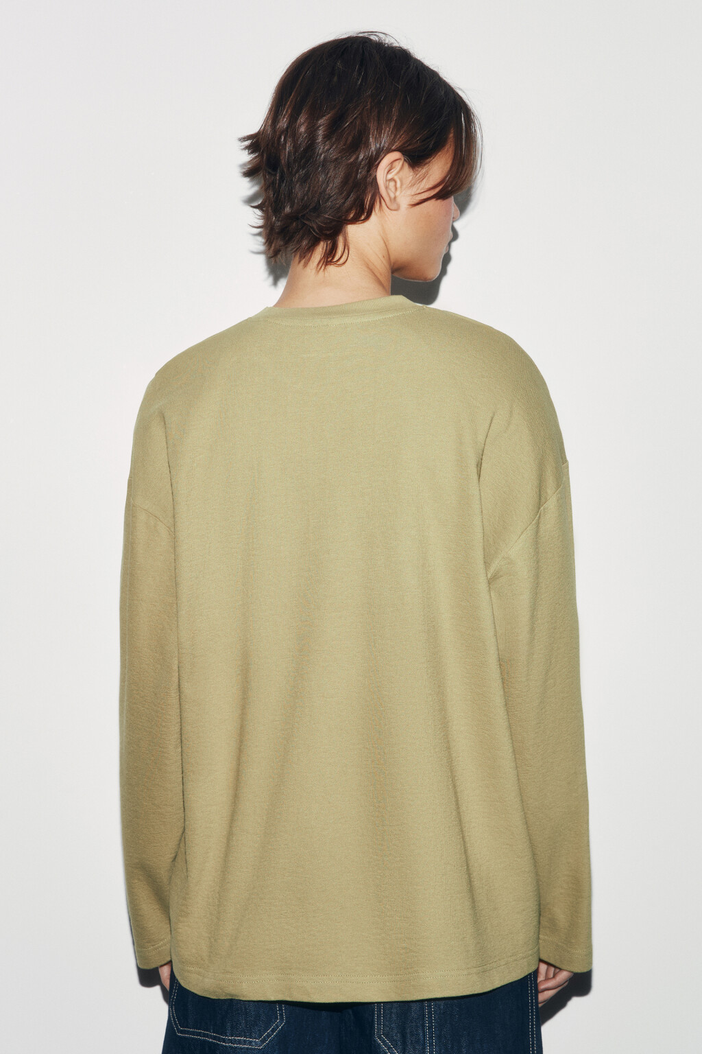 Лонгслив хлопковый базовый - цвет зеленый - 4