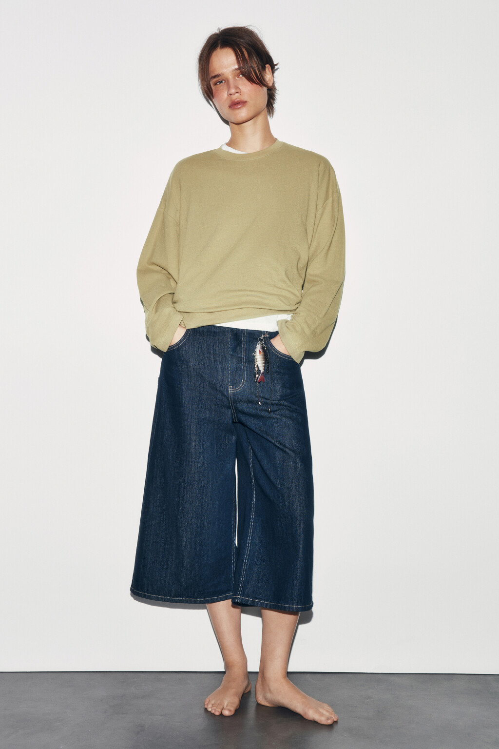 Лонгслив хлопковый базовый - цвет зеленый - 5