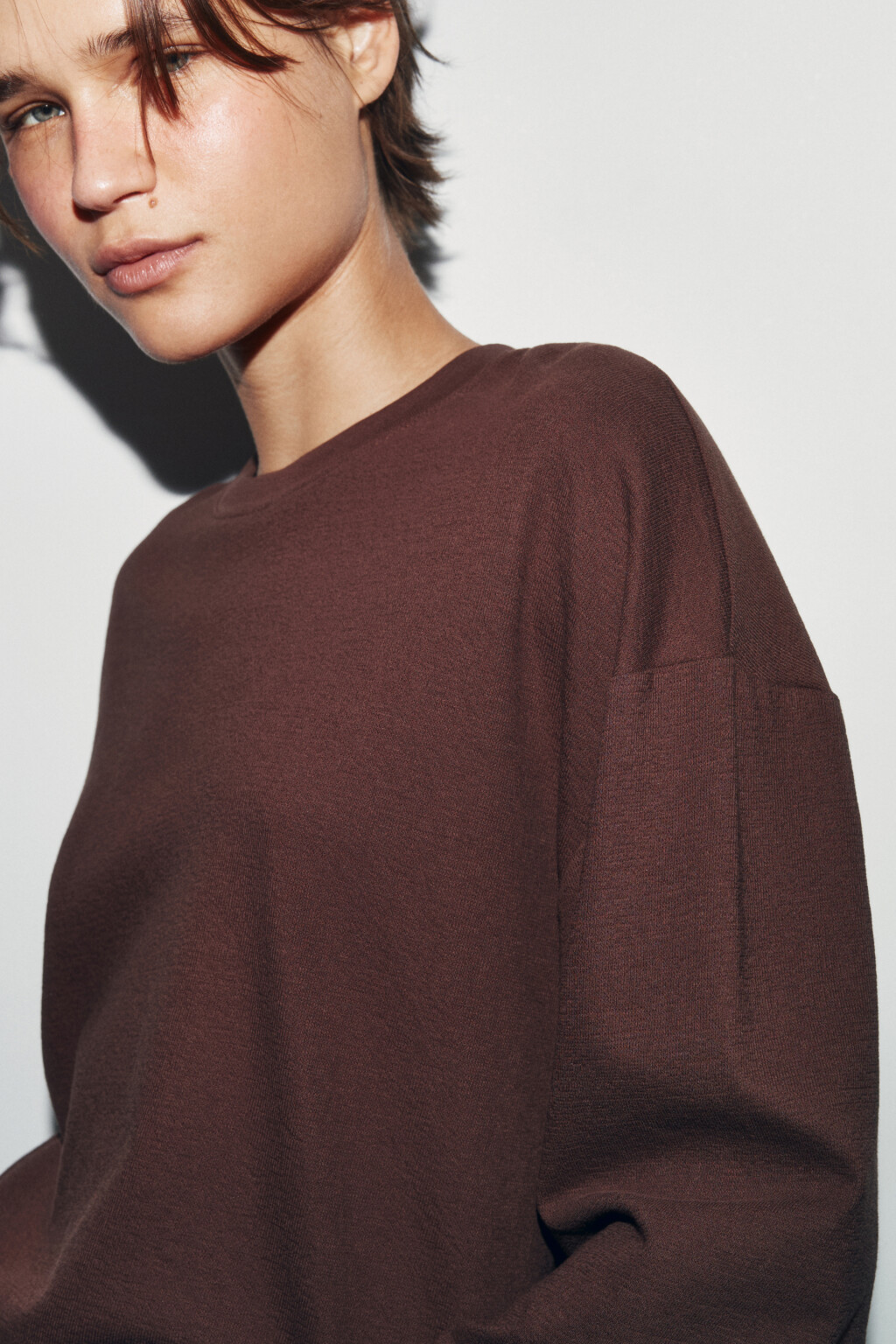 Лонгслив хлопковый базовый - цвет коричневый - 6