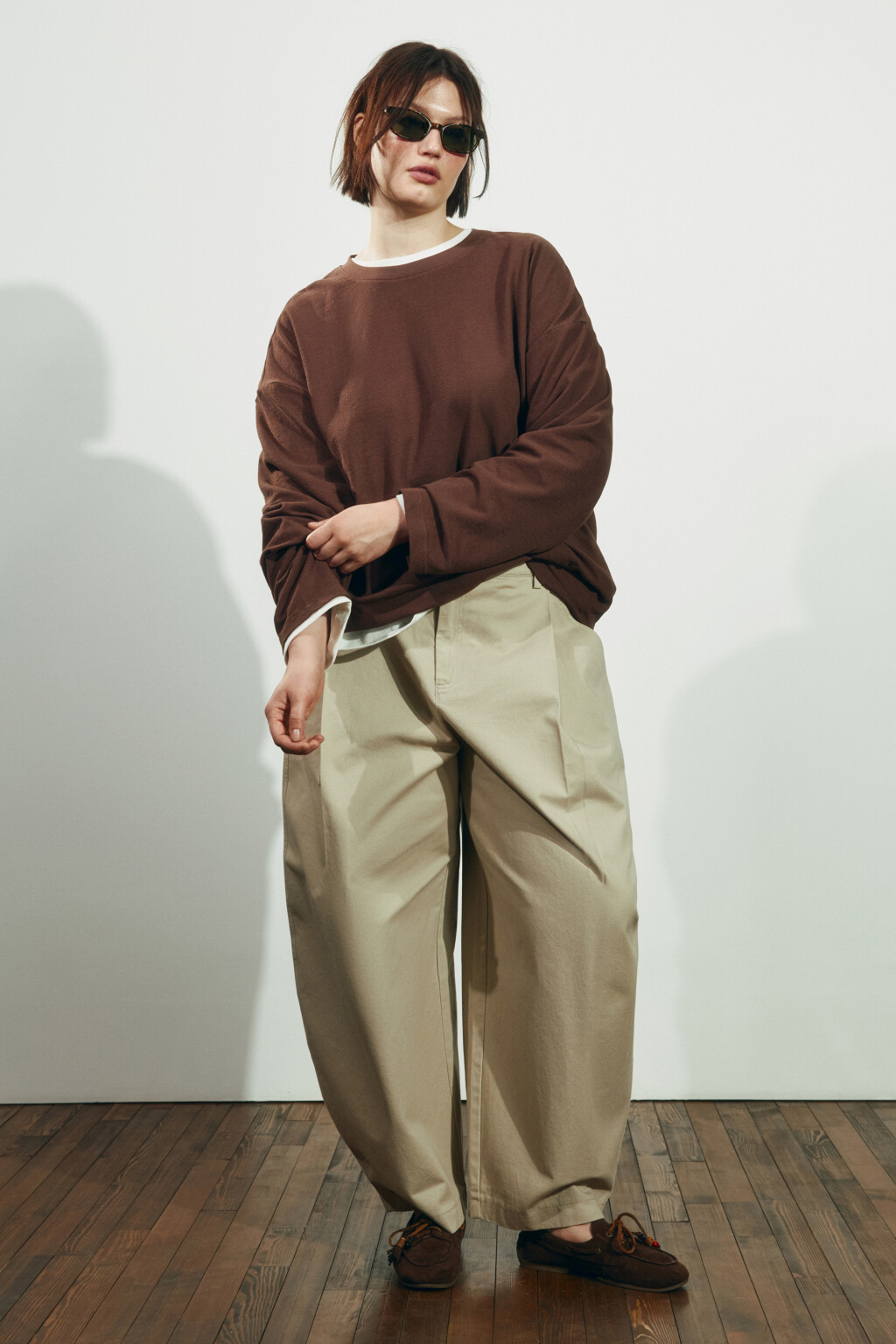 Лонгслив хлопковый базовый - цвет коричневый - 4