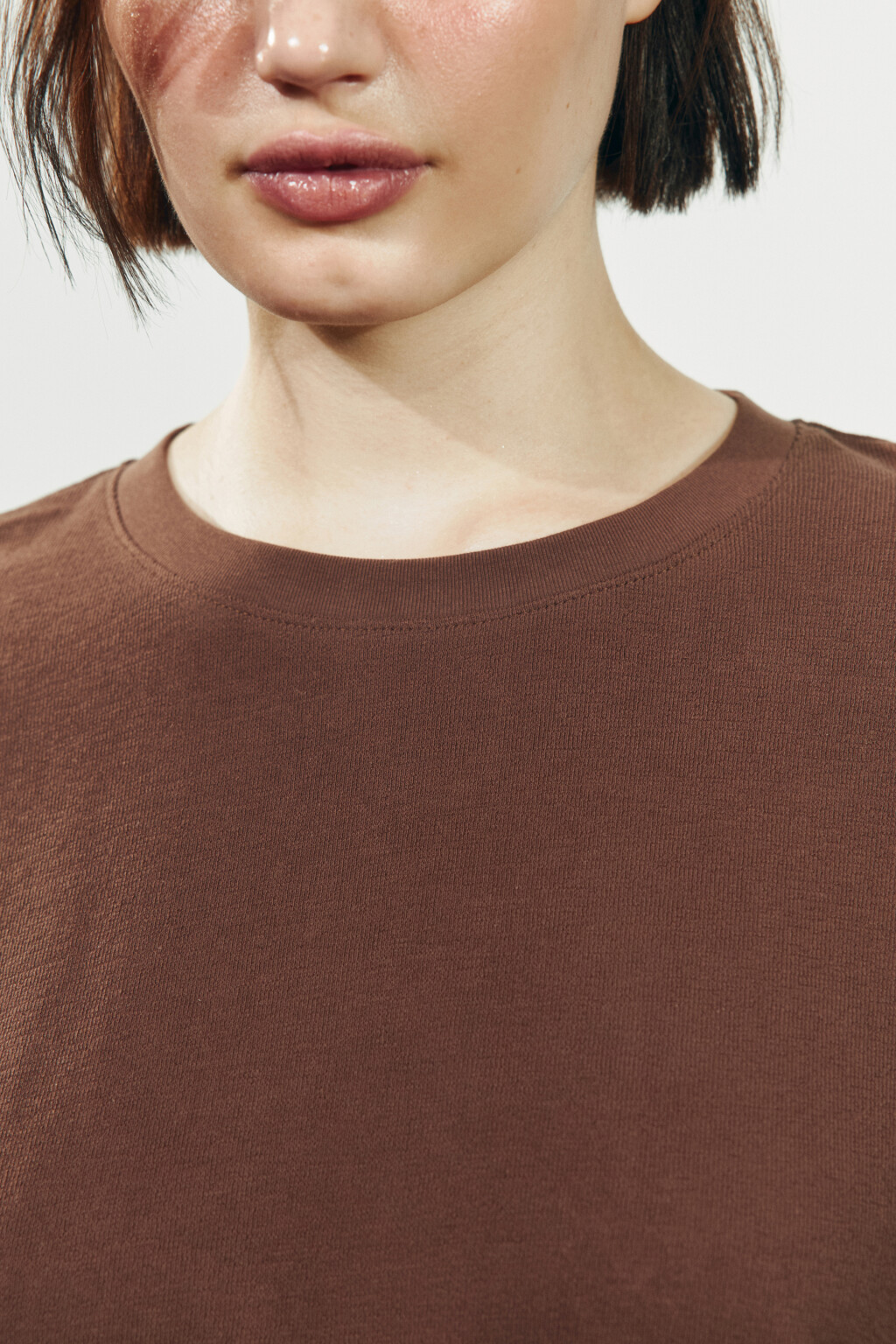 Лонгслив хлопковый базовый - цвет коричневый - 5