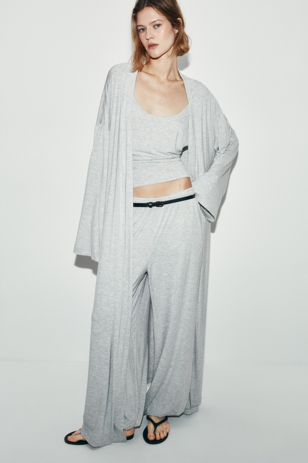 Кардиган вискозный в длине макси - цвет серый - 2
