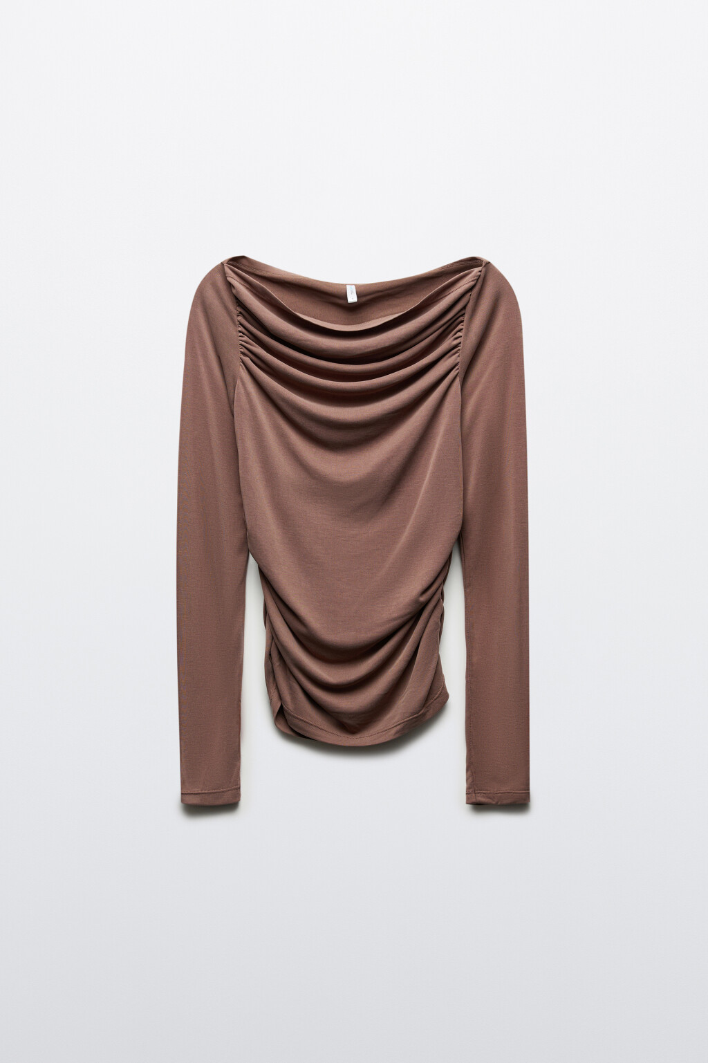Лонгслив полуприлегающий из модала со складками - цвет бежевый - 8