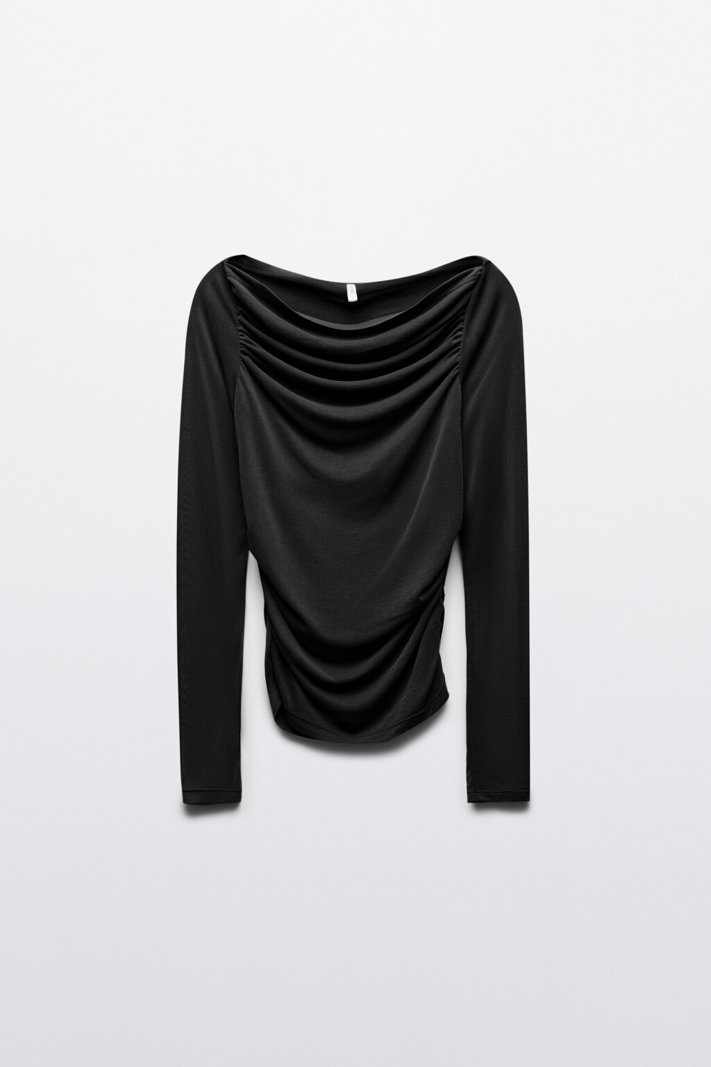 Лонгслив полуприлегающий из модала со складками - цвет серый - 7