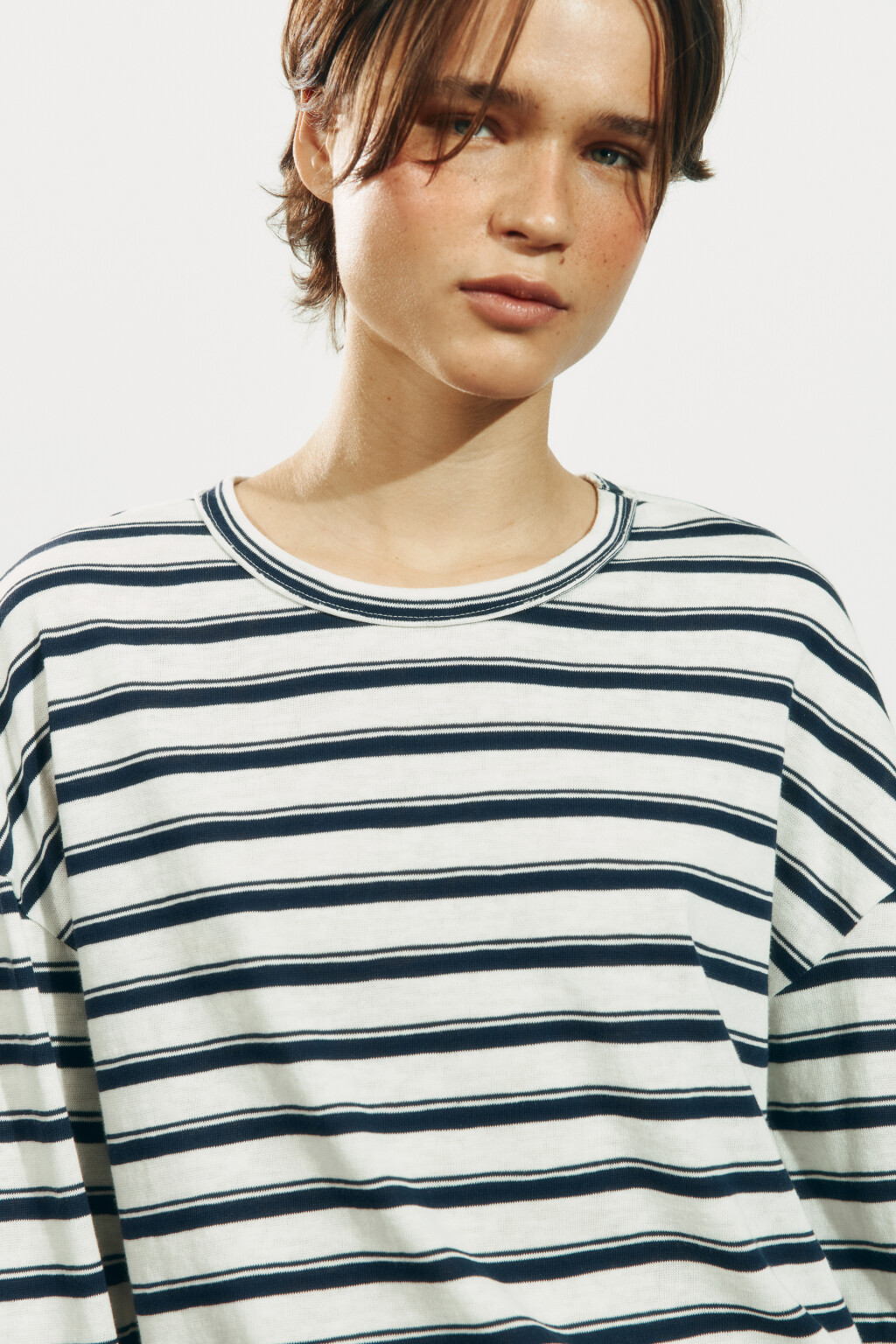 Лонгслив оверсайз в полоску - цвет синий - 5