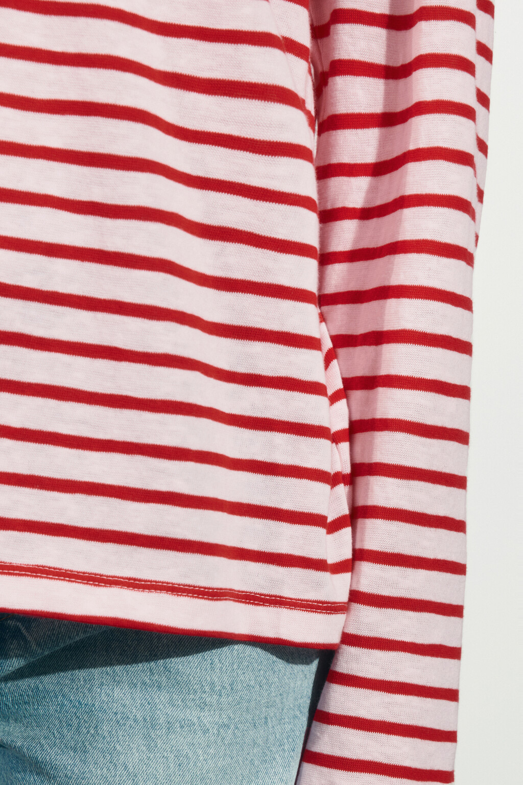 Лонгслив оверсайз в полоску - цвет красный - 6