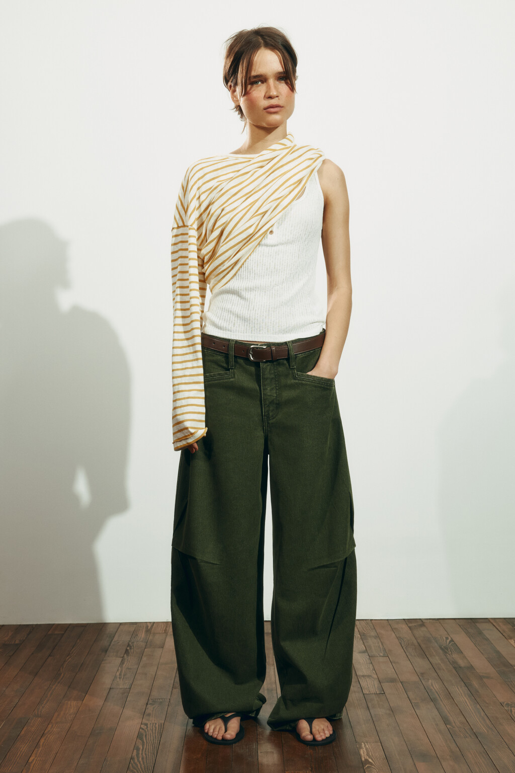 Лонгслив оверсайз в полоску - цвет желтый - 5