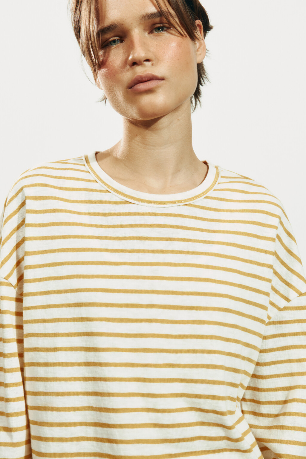 Лонгслив оверсайз в полоску - цвет желтый - 6