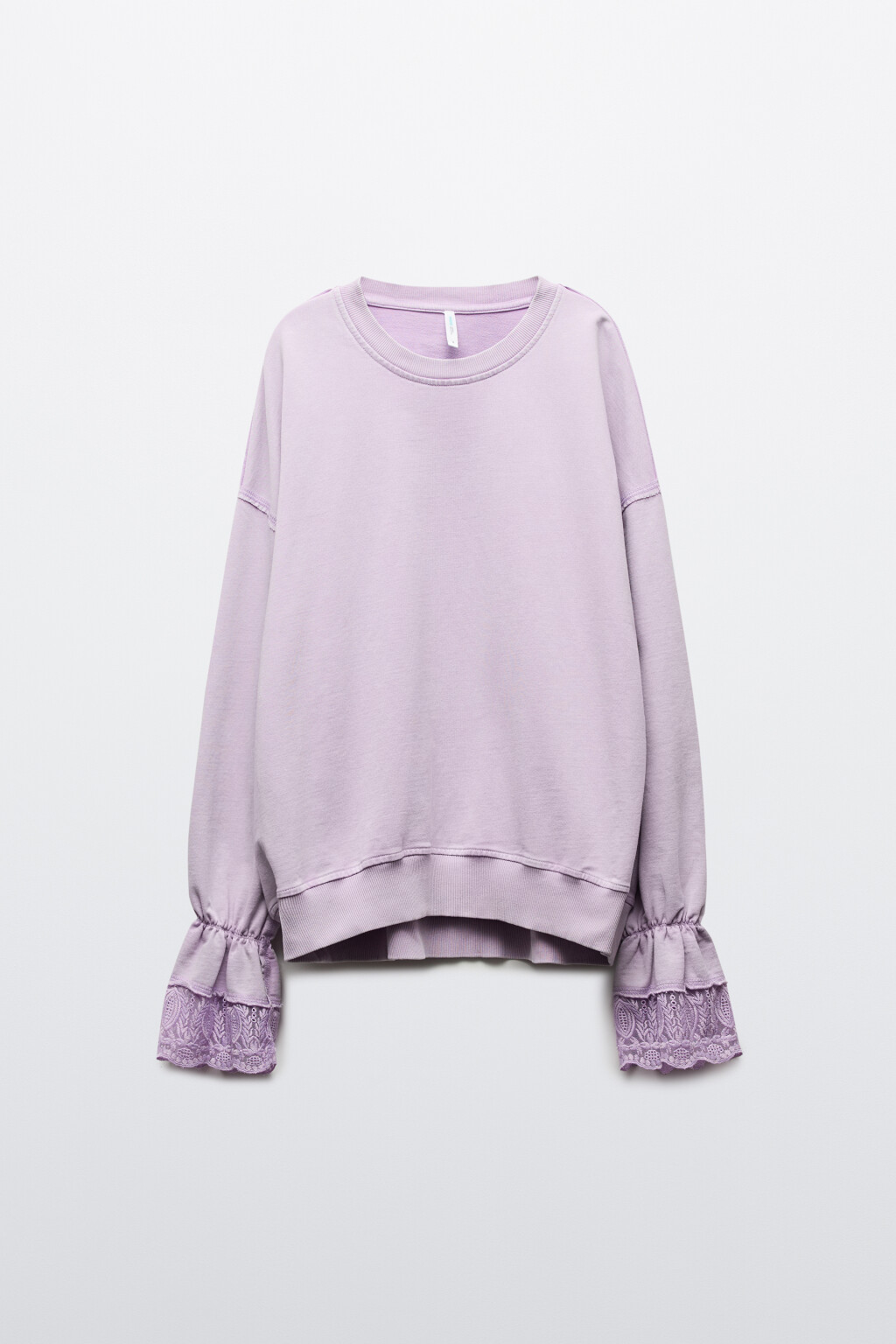 свитшот из футера с кружевными манжетами - цвет сиреневый - 9