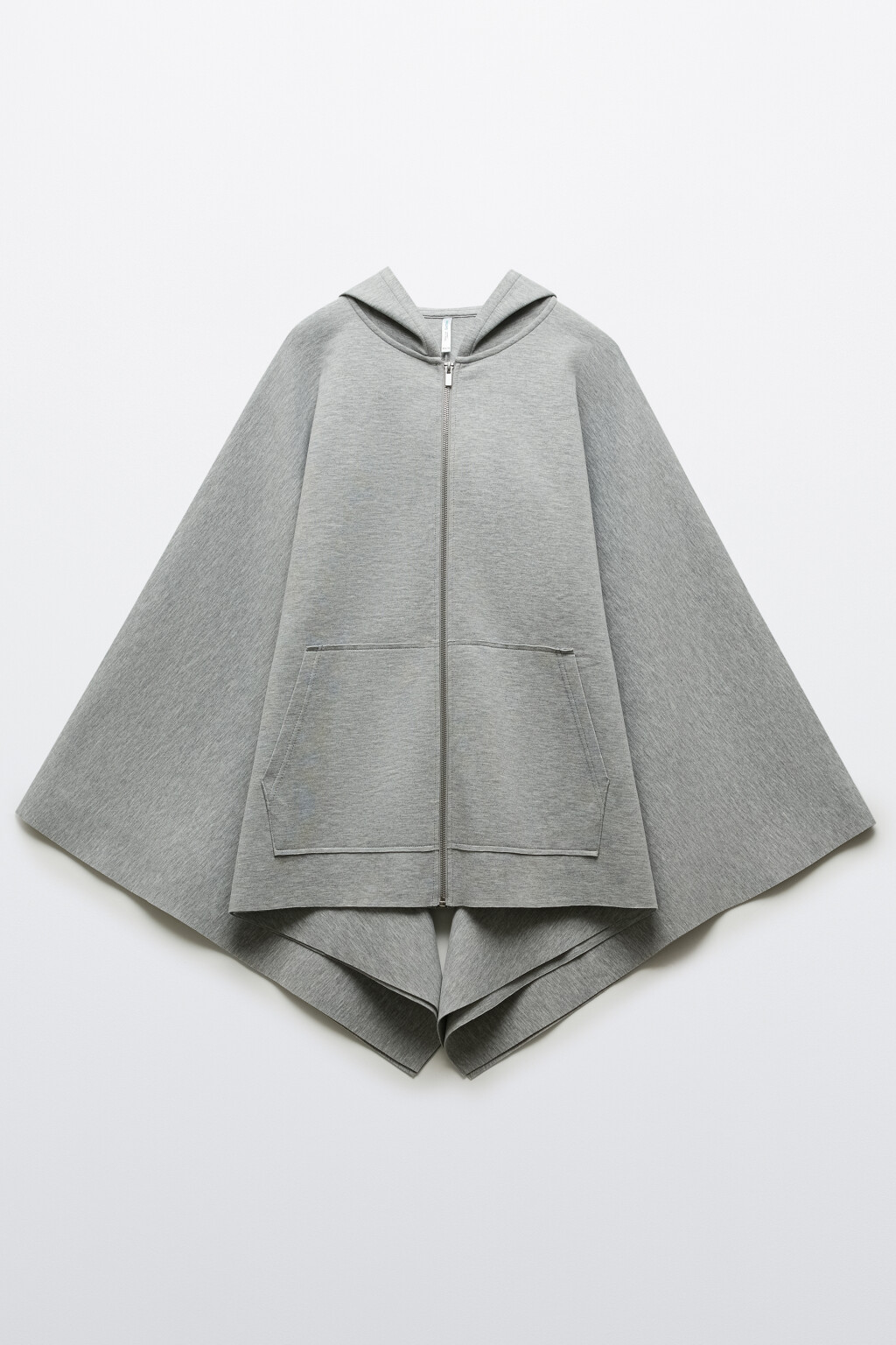 Худи-пончо на молнии с капюшоном - цвет серый - 1