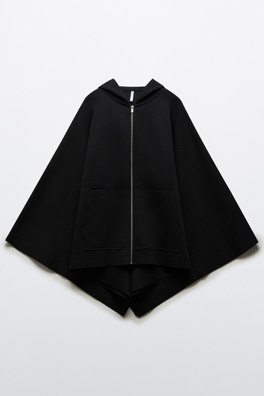 Худи-пончо на молнии с капюшоном - цвет черный - 1