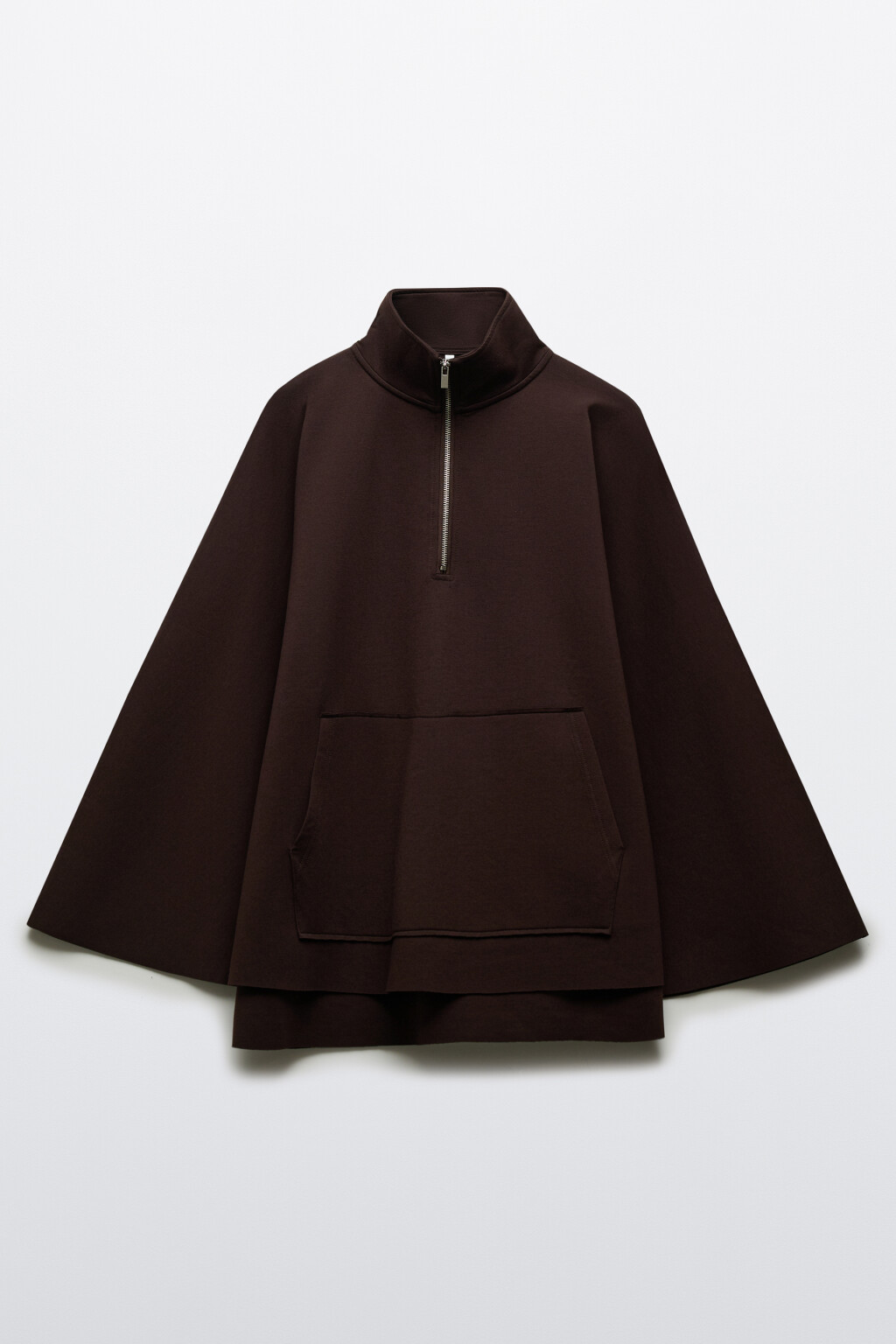 Свитшот-пончо на молнии с воротником-стойкой - цвет коричневый - 8