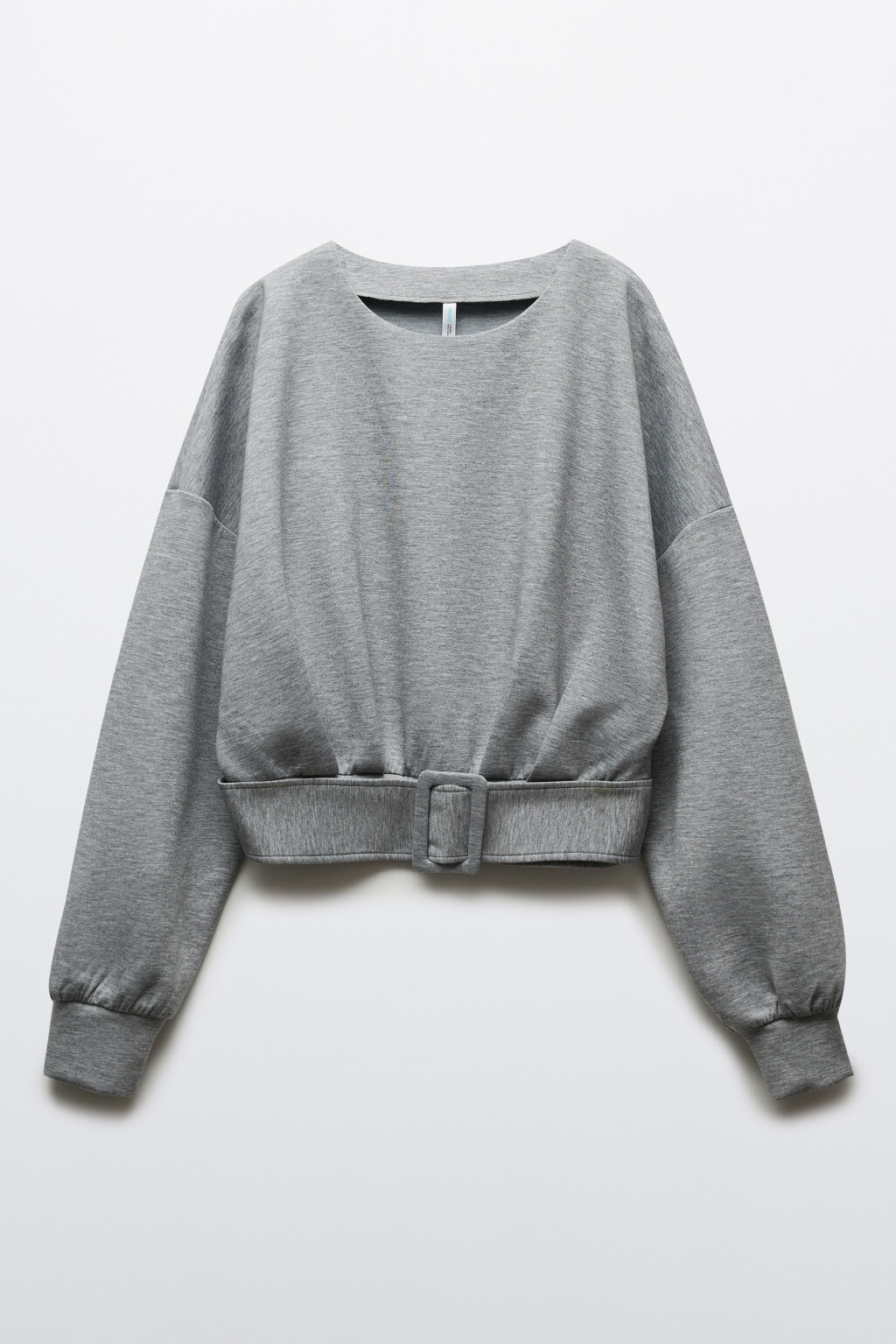 Свитшот укороченный с поясом - цвет серый - 7