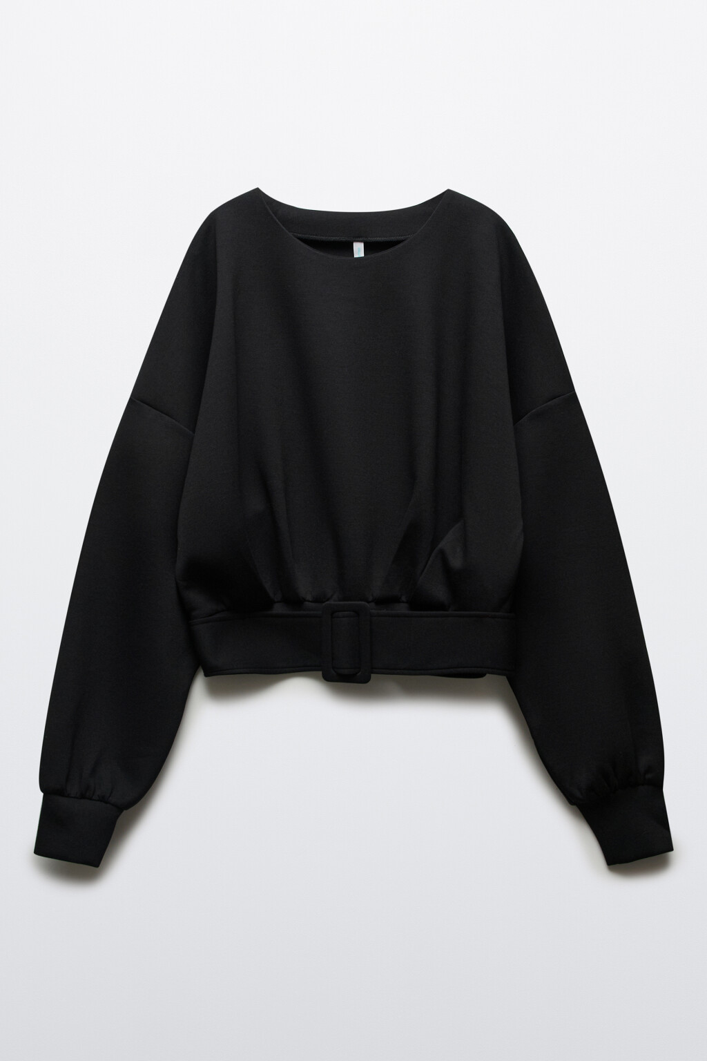 Свитшот укороченный с поясом - цвет черный - 7