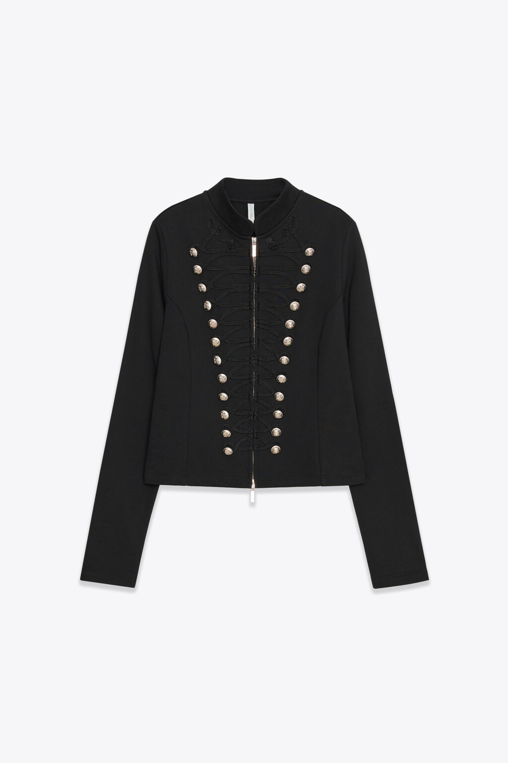 Толстовка на молнии в гусарской стиле с воротником-стойкой - цвет черный - 7